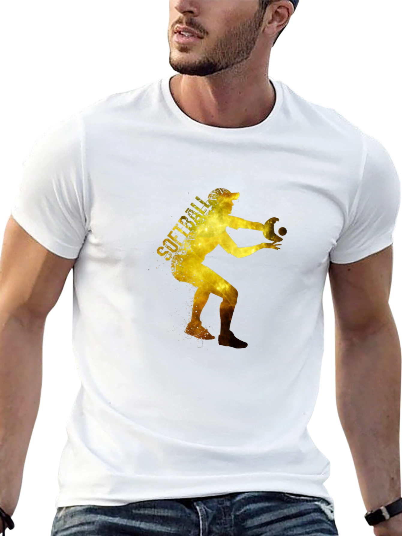 Softball Player Graphic T-Shirt - Black