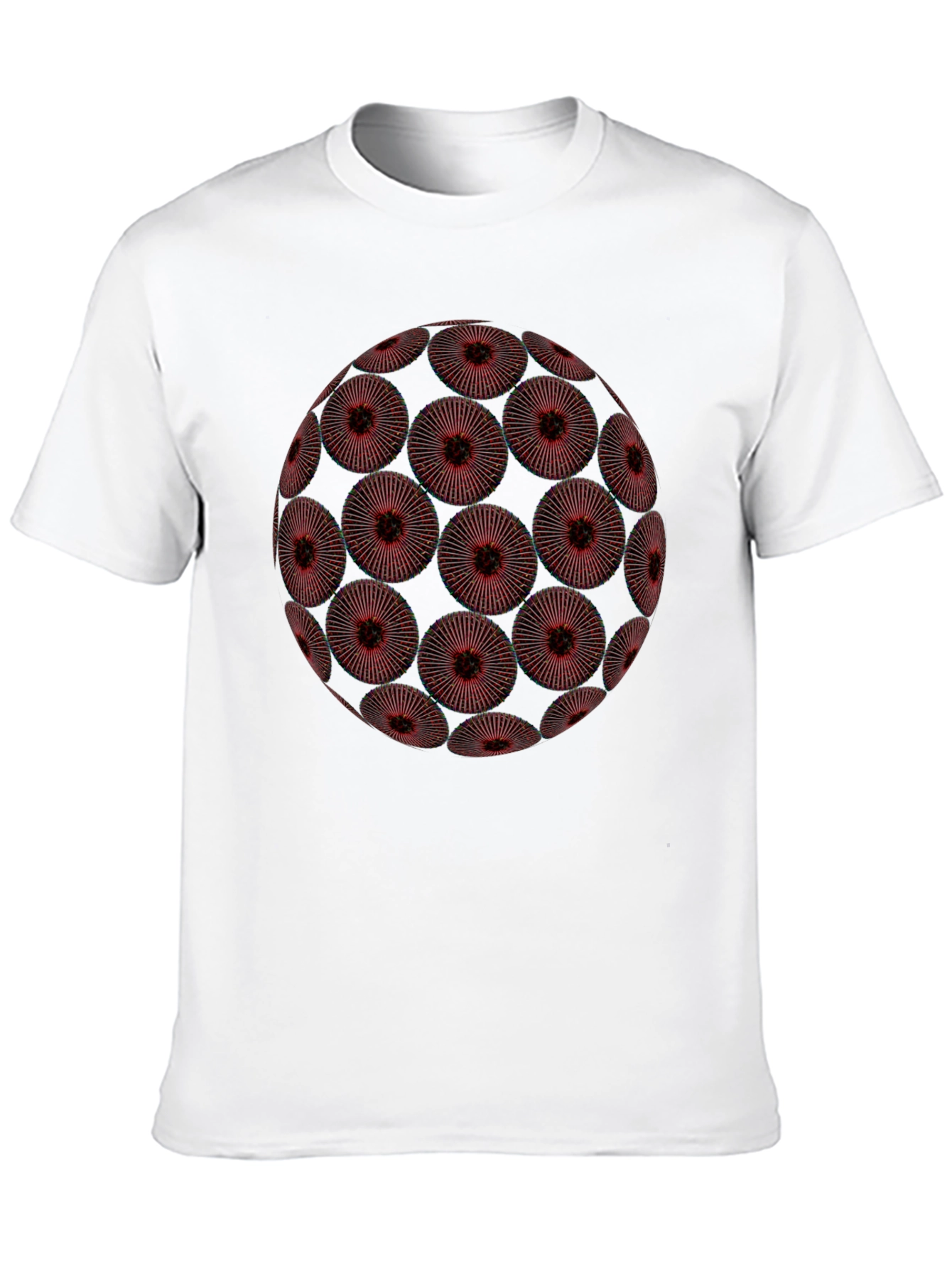 Abstract Red Floral Orb Graphic Black T-Shirt