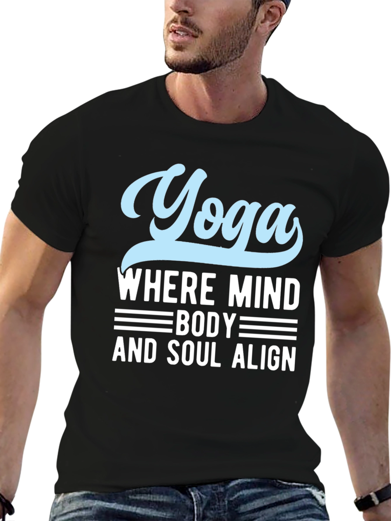 Yoga Mind Body Soul Black Graphic T-Shirt