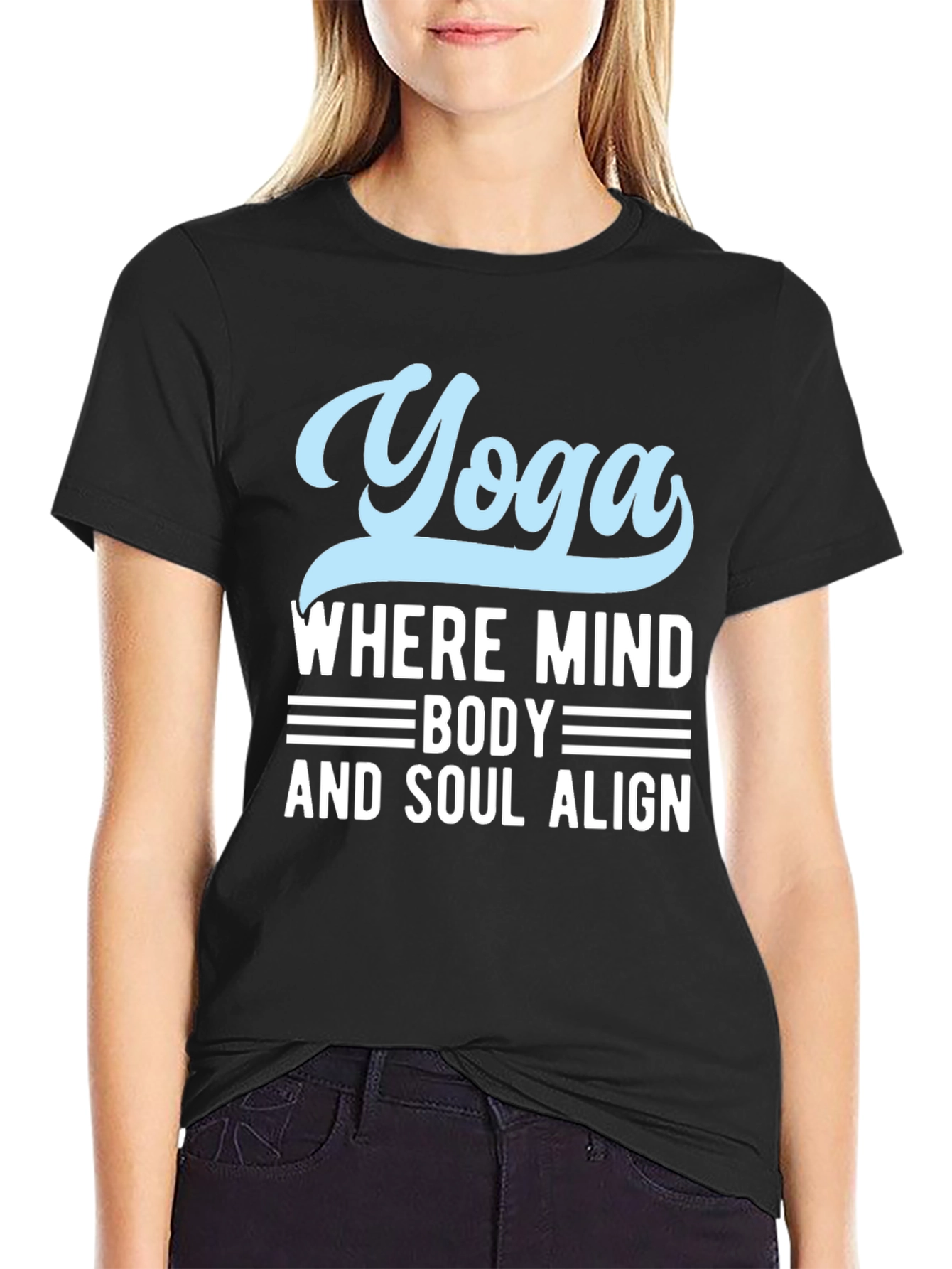 Yoga Mind Body Soul Black Graphic T-Shirt