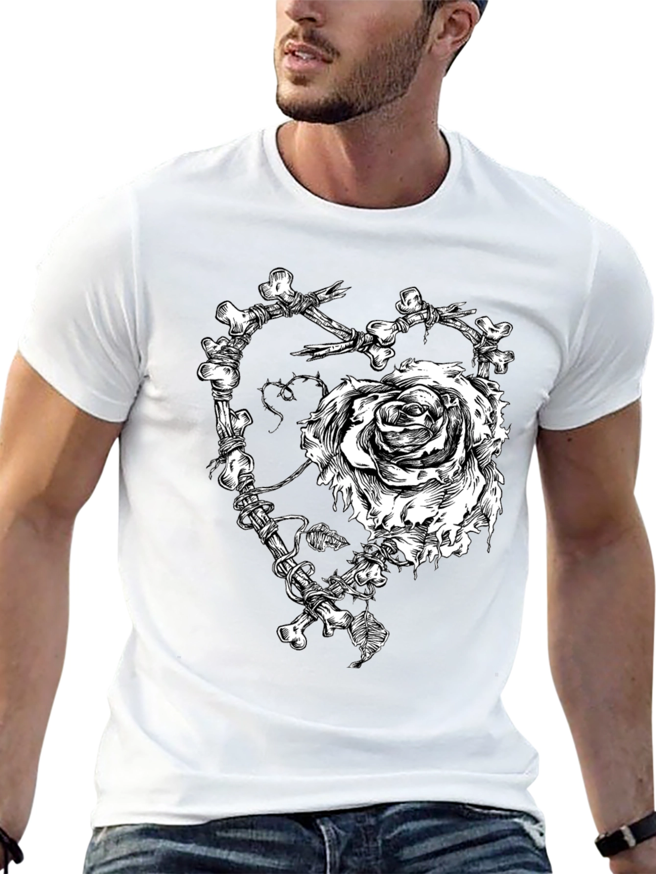 Bone & Rose Graphic T-Shirt - Black