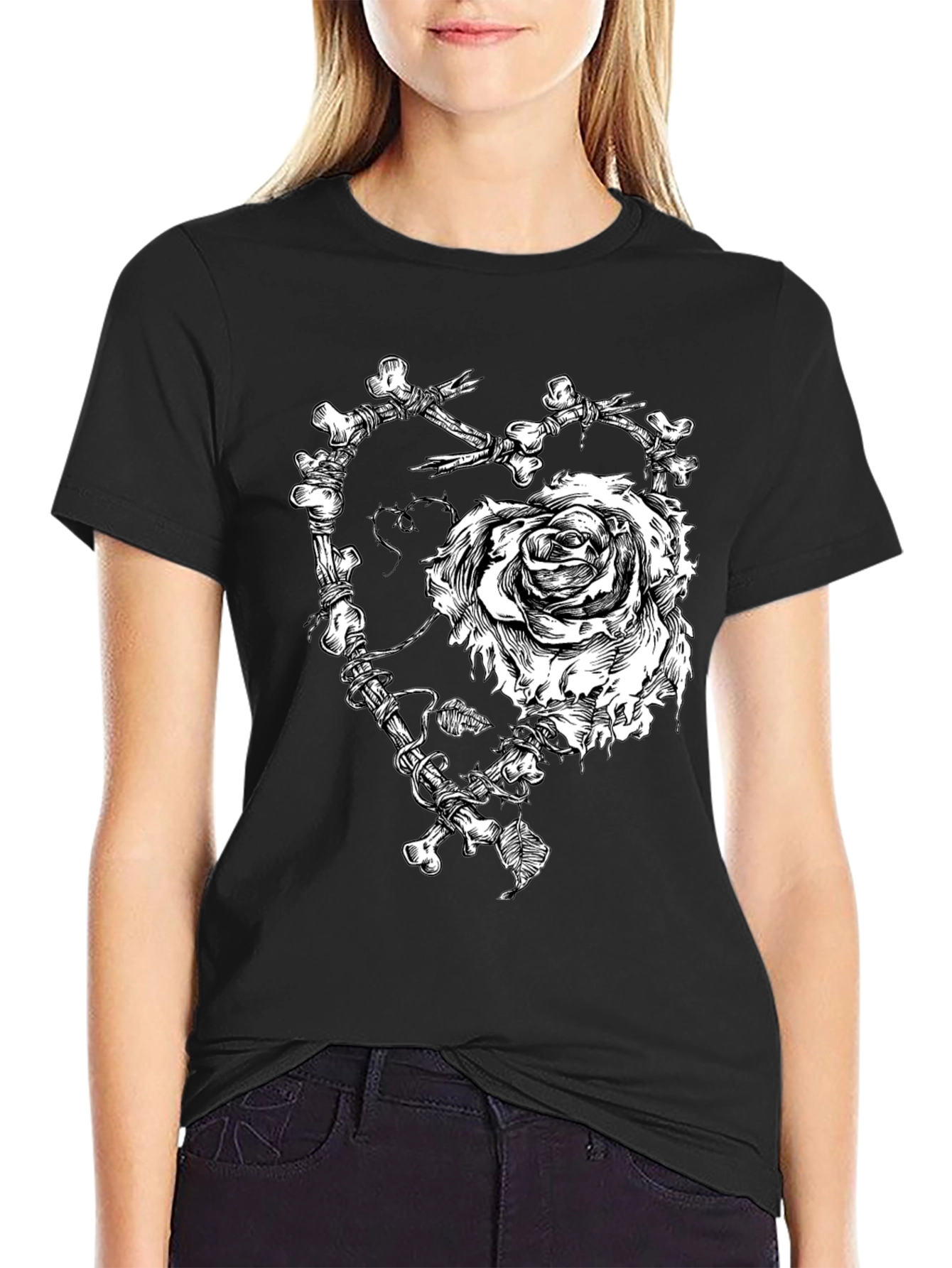 Bone & Rose Graphic T-Shirt - Black