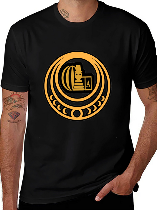 Stylish Black T-Shirt with Gold Emblem