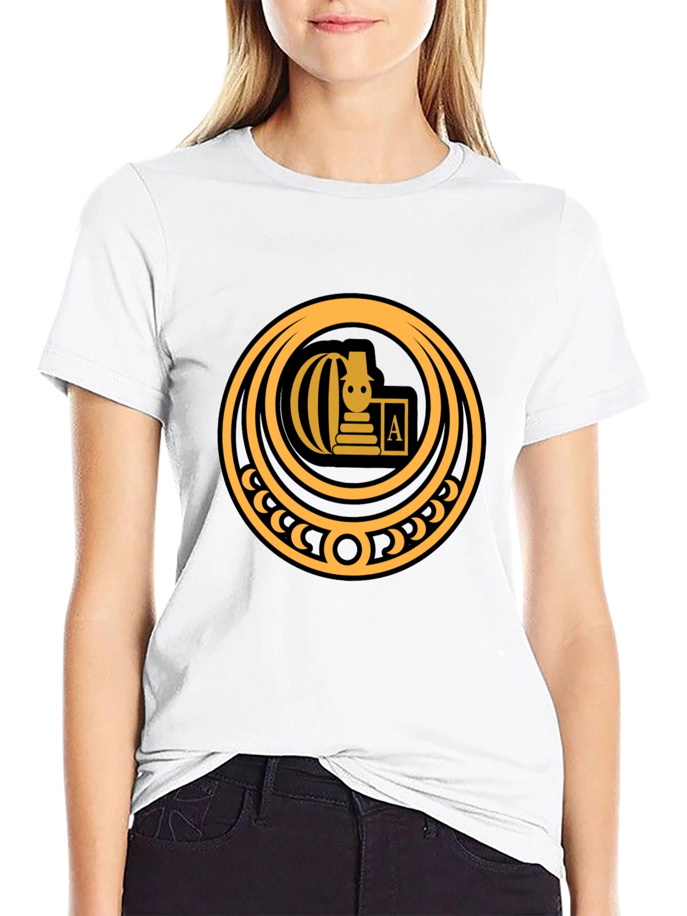 Stylish Black T-Shirt with Gold Emblem