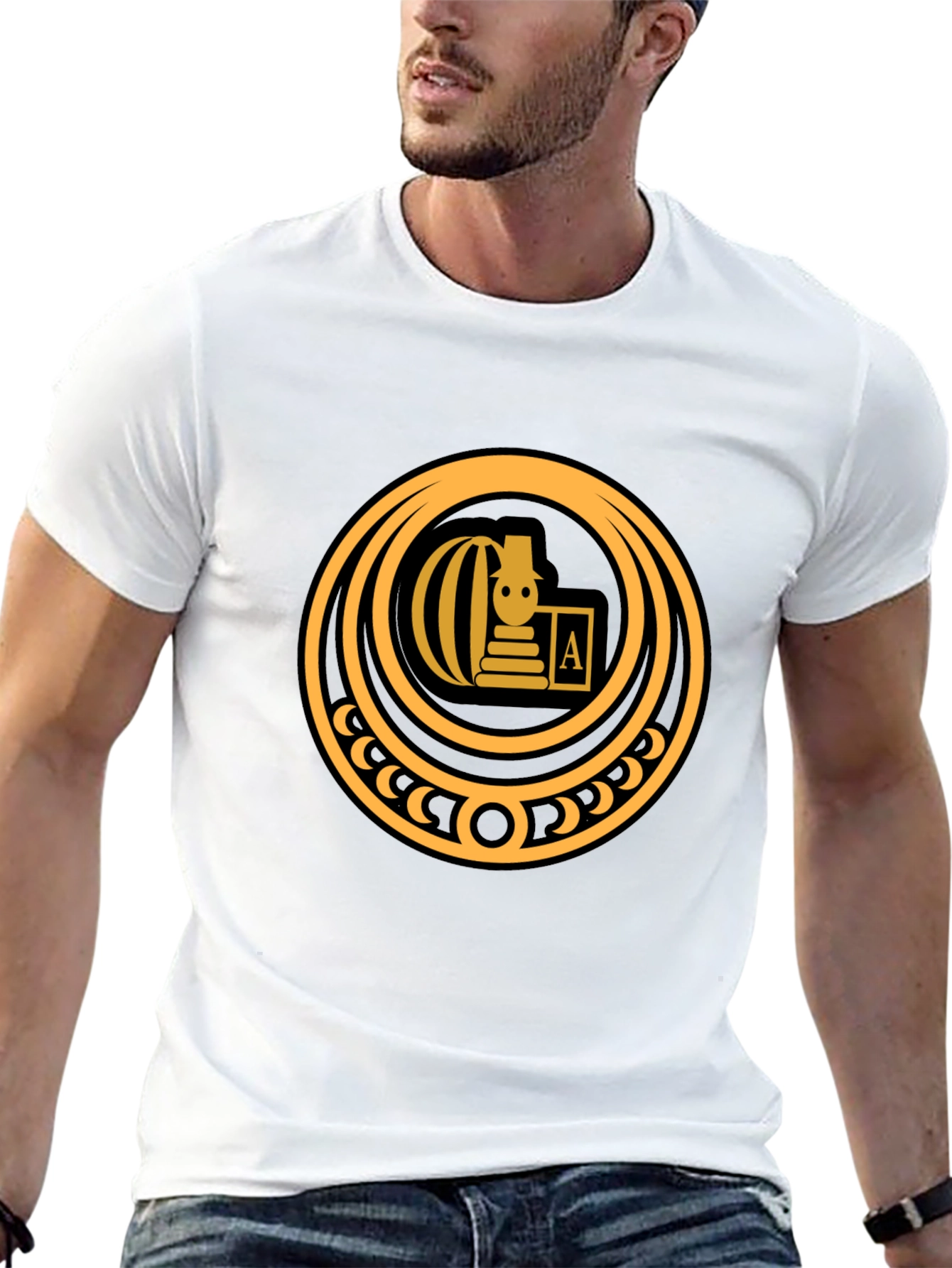 Stylish Black T-Shirt with Gold Emblem
