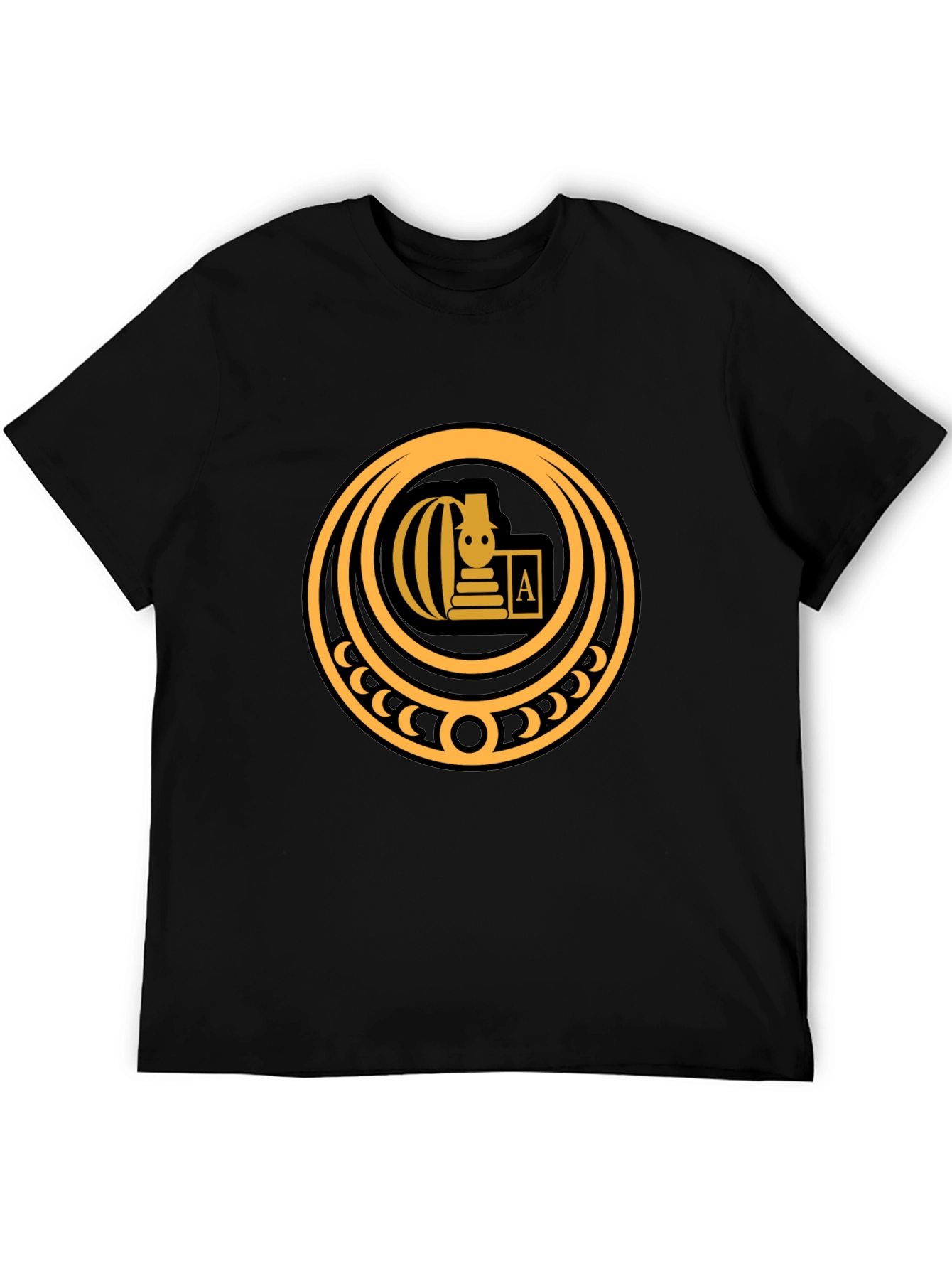 Stylish Black T-Shirt with Gold Emblem