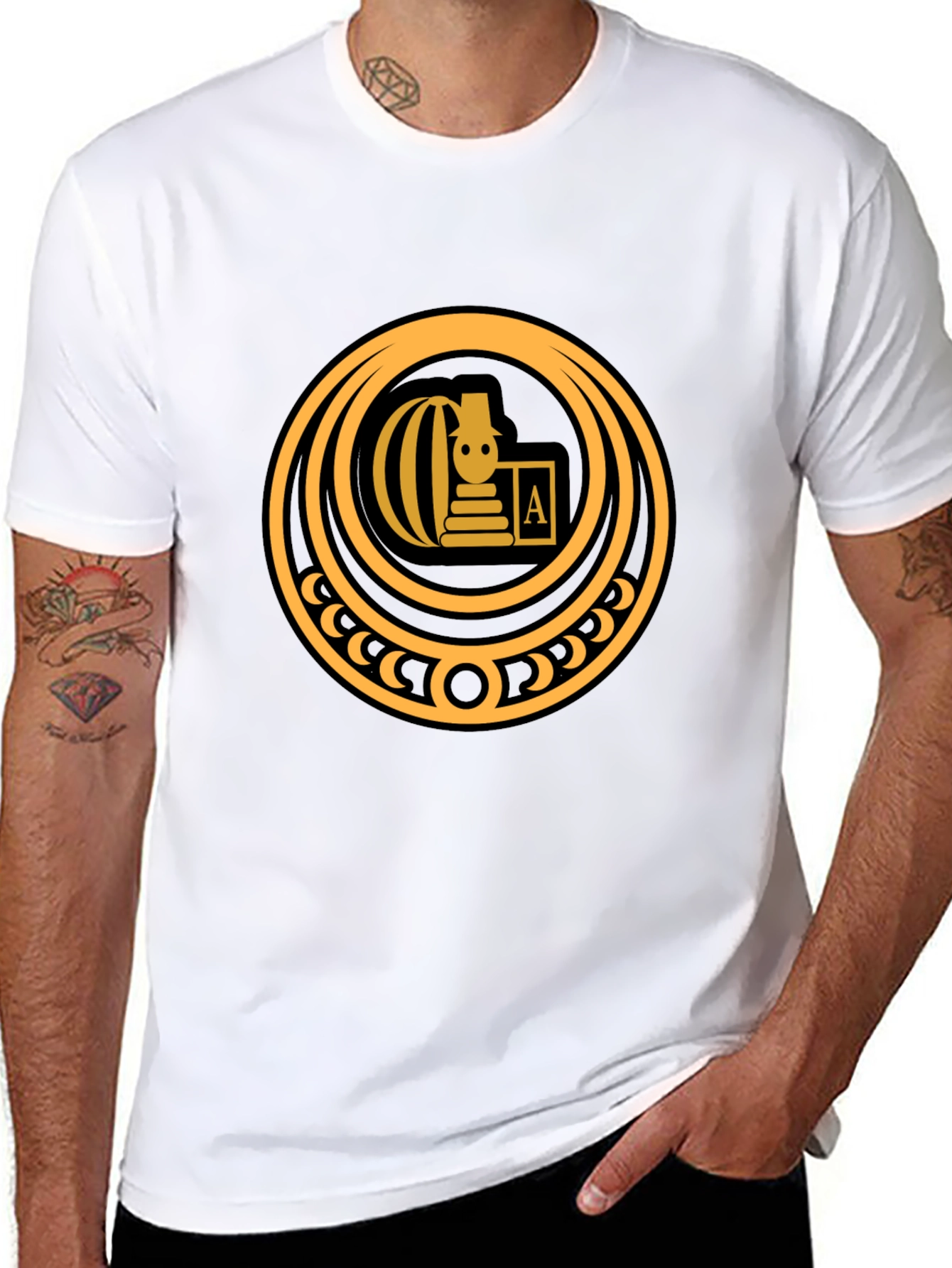 Stylish Black T-Shirt with Gold Emblem