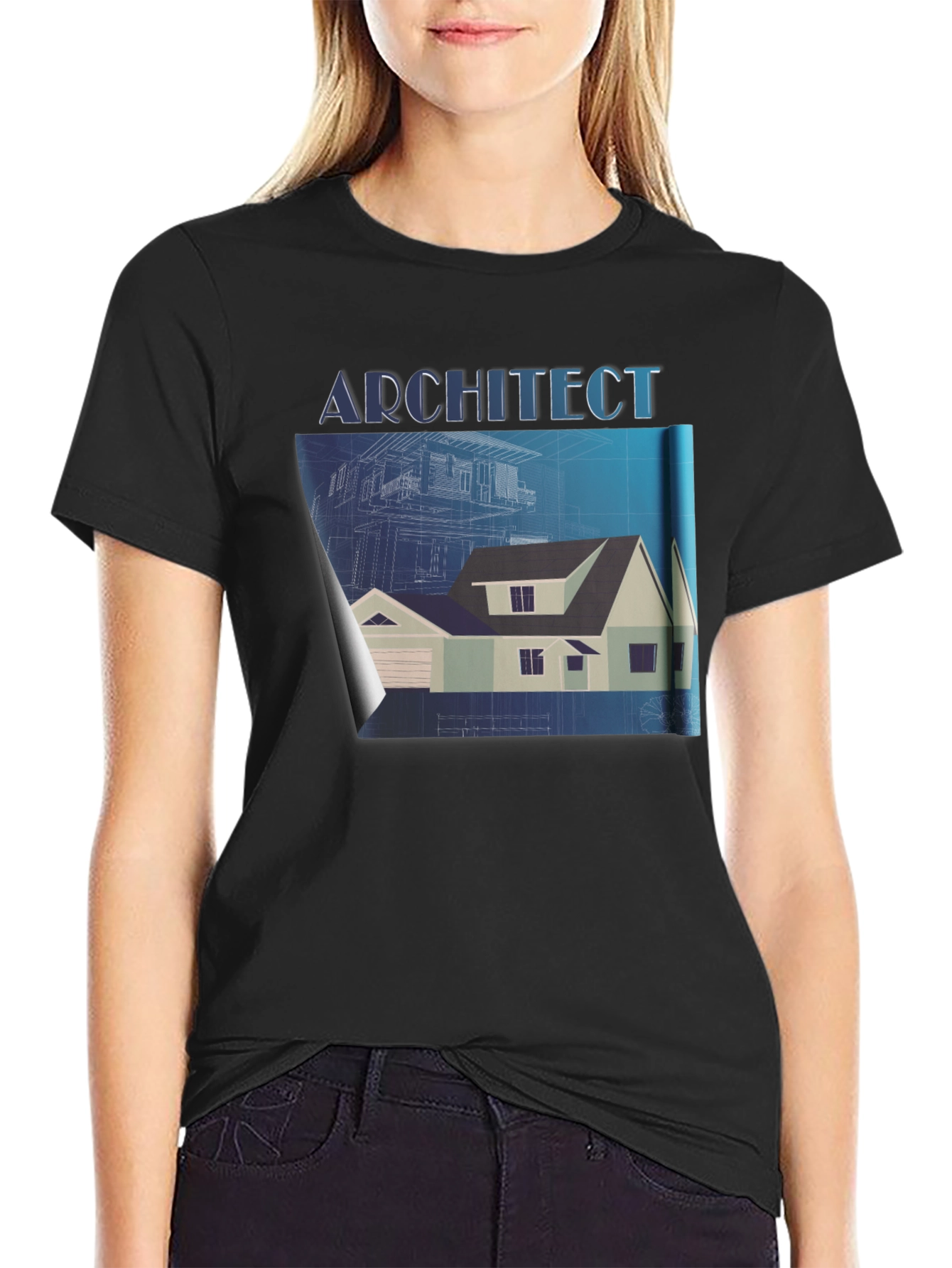 Architect Blueprint T-Shirt - Black Graphic Tee