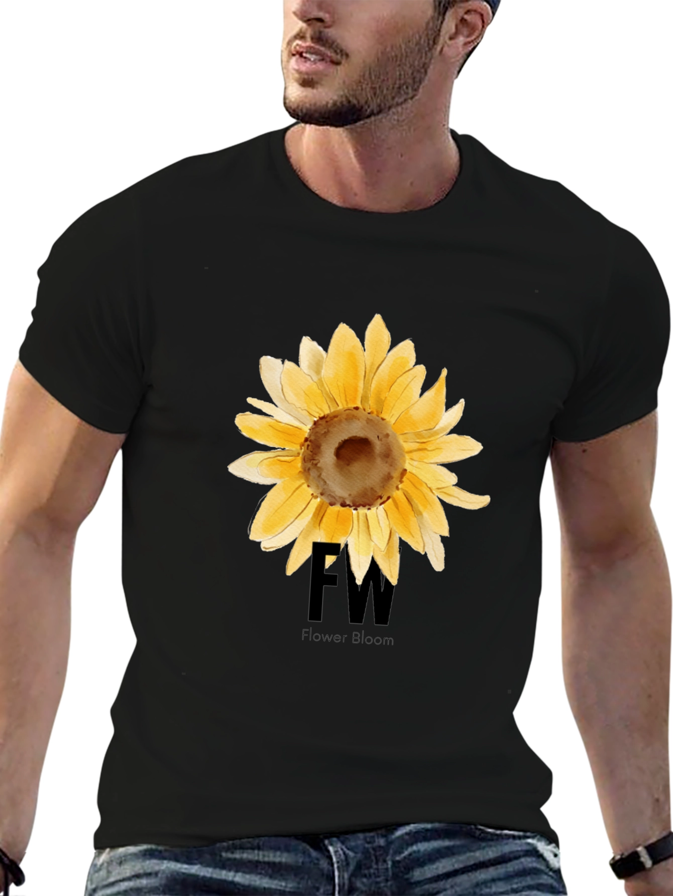 Sunflower Graphic Black T-Shirt