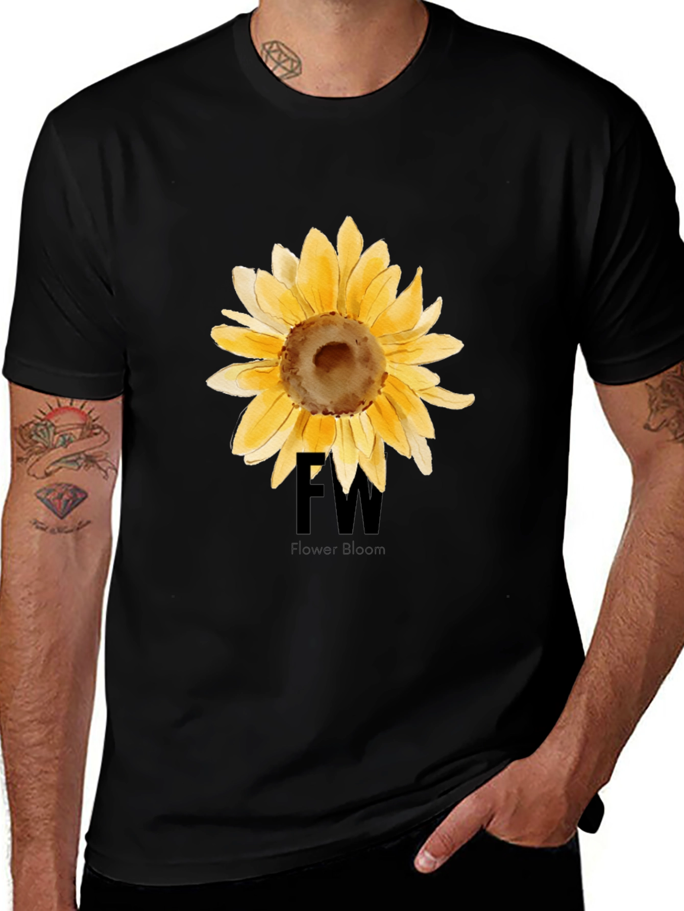 Sunflower Graphic Black T-Shirt