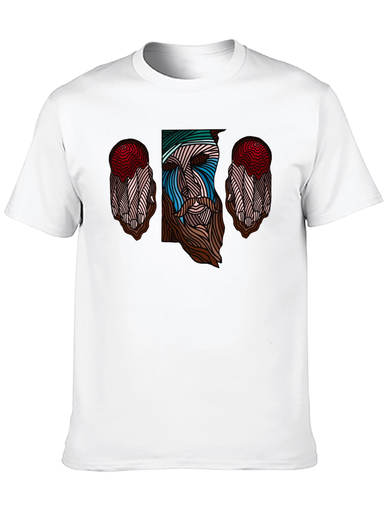 Abstract Face Graphic Tee - Stylish Mens Black T-Shirt