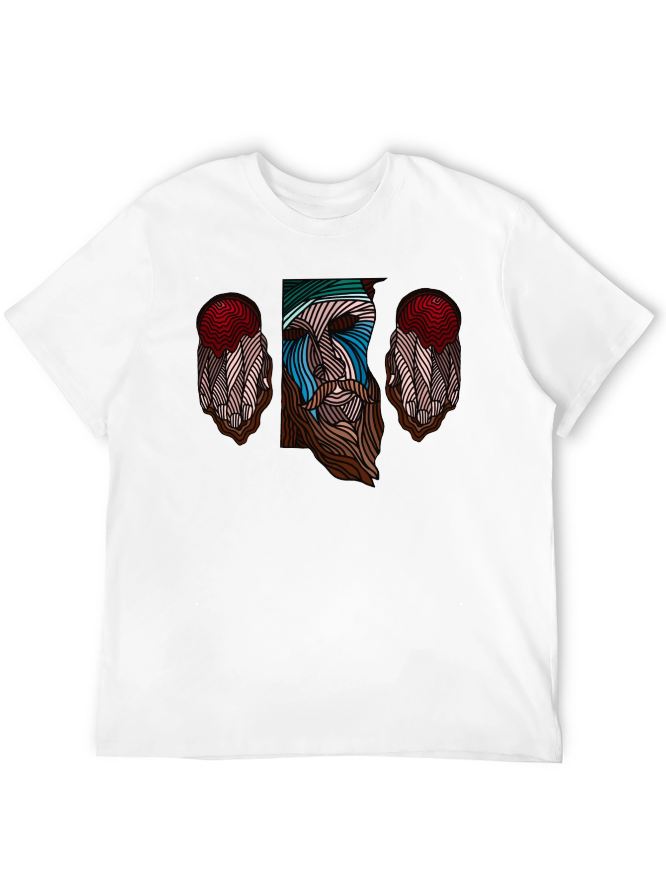 Abstract Face Graphic Tee - Stylish Mens Black T-Shirt