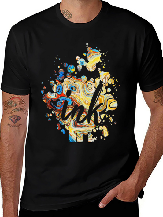 Abstract Ink Splatter Graphic Tee - Black