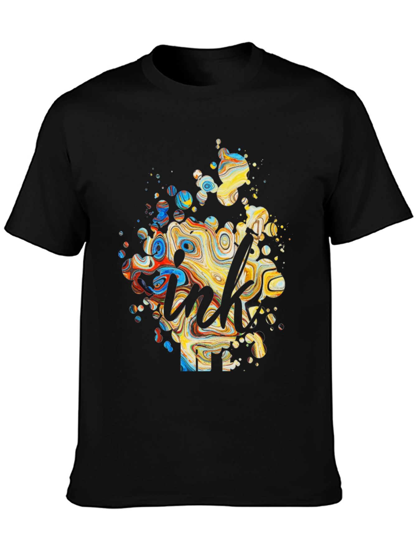Abstract Ink Splatter Graphic Tee - Black