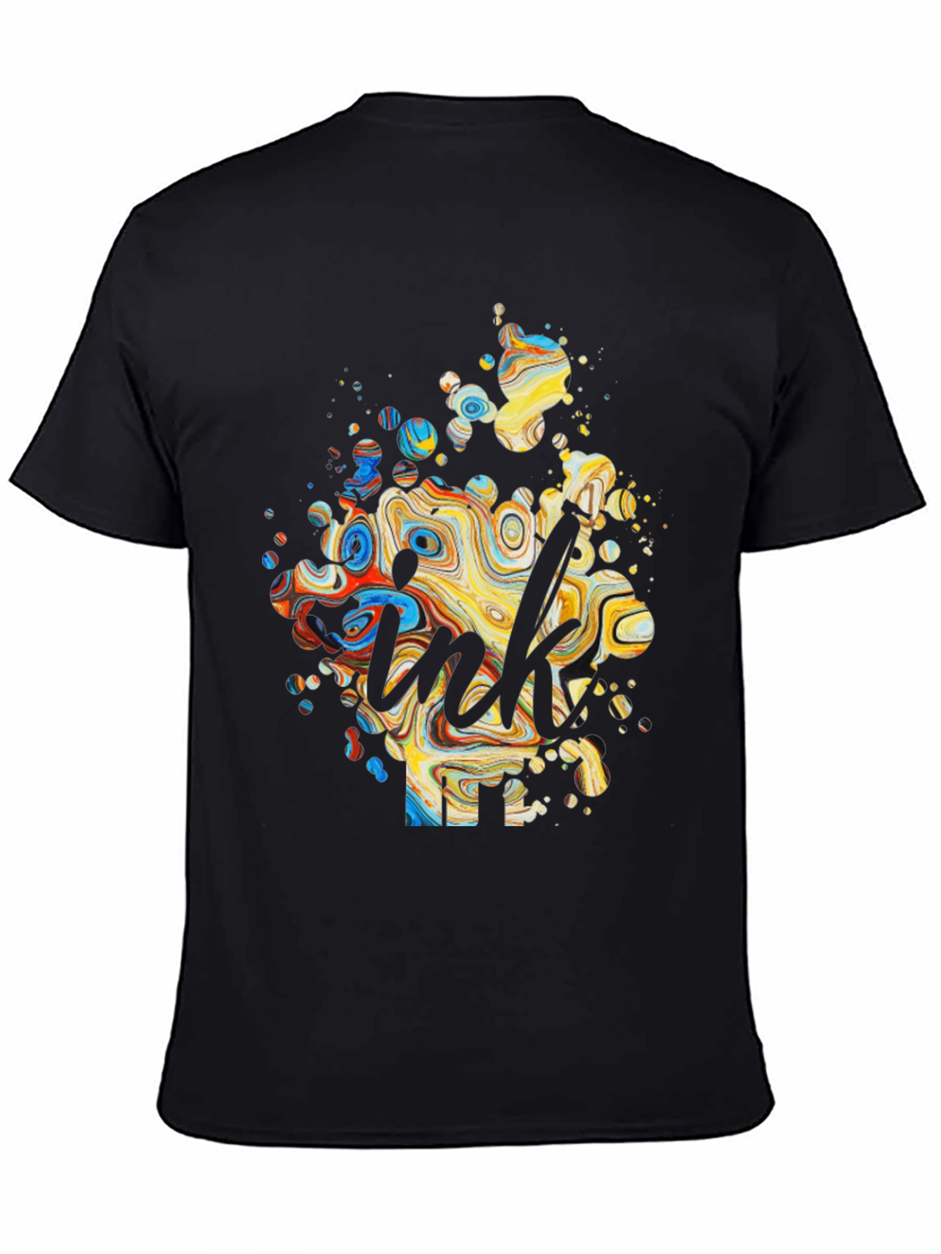 Abstract Ink Splatter Graphic Tee - Black