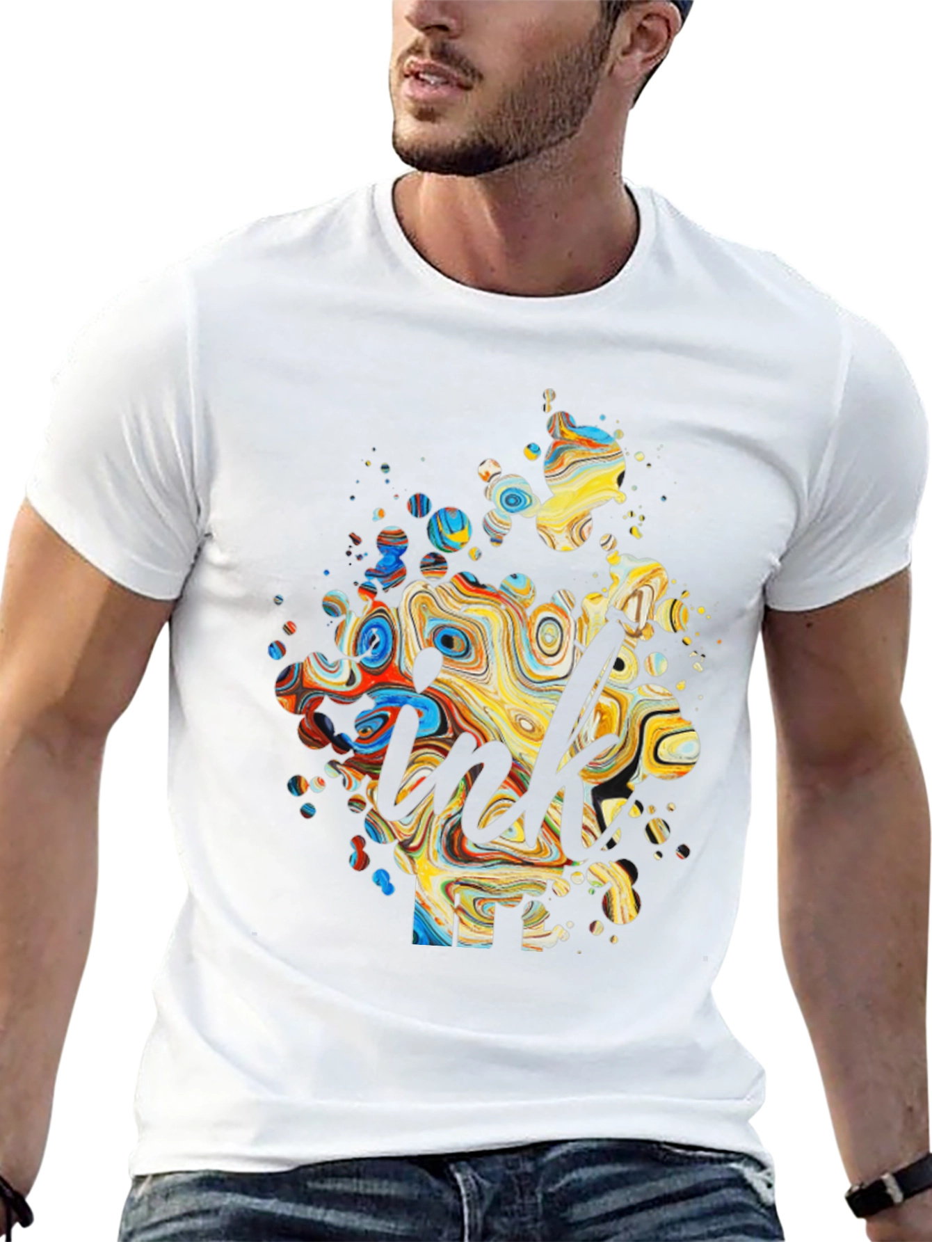 Abstract Ink Splatter Graphic Tee - Black