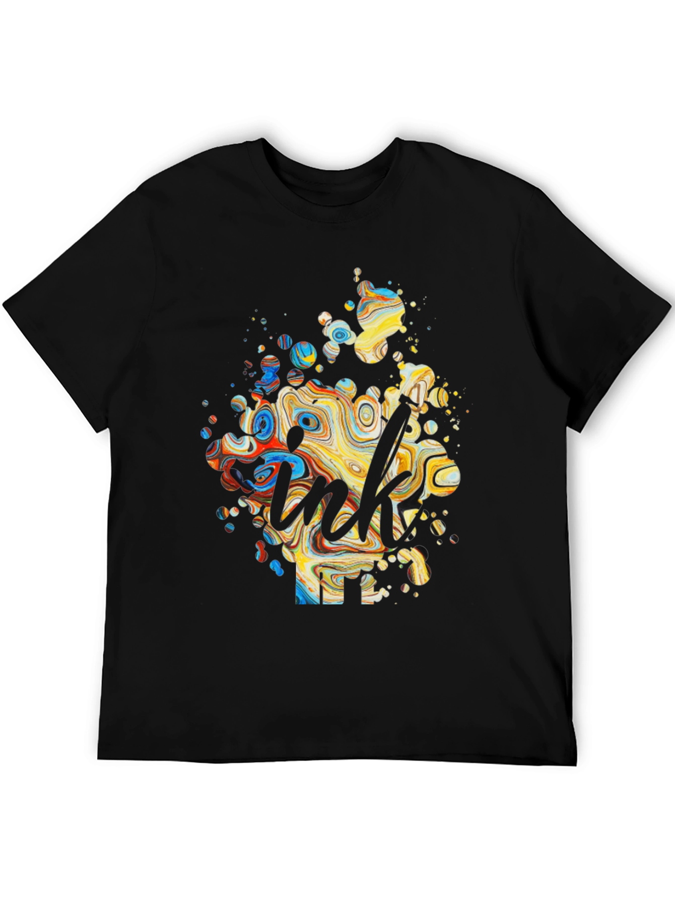 Abstract Ink Splatter Graphic Tee - Black