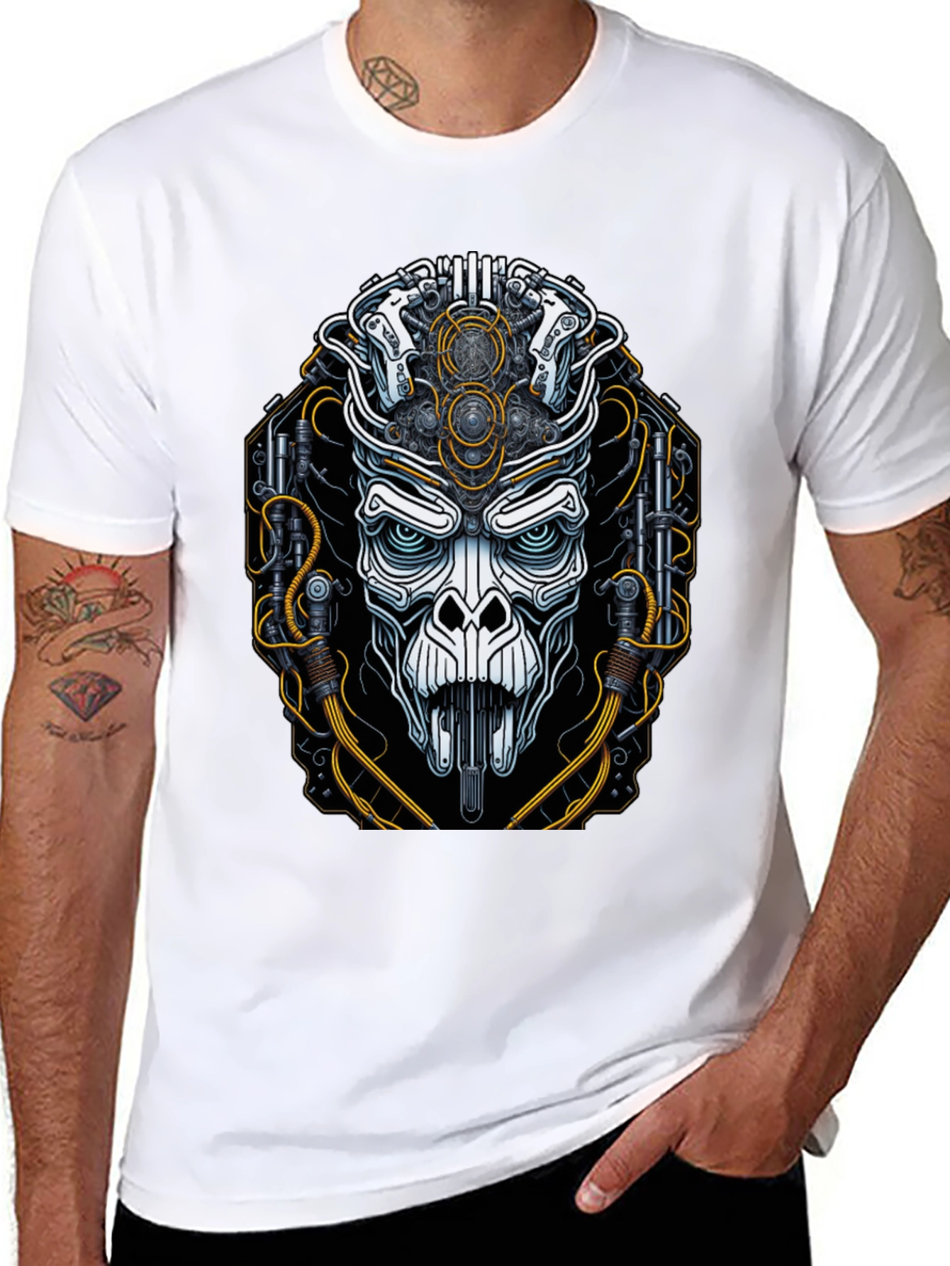 Cyberpunk Skull Graphic Tee - Futuristic Style