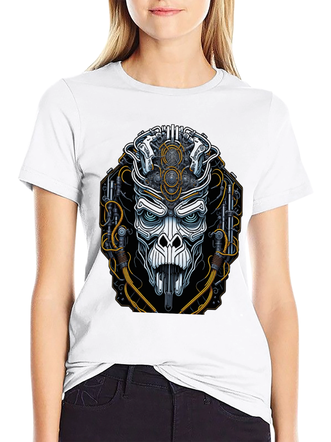 Cyberpunk Skull Graphic Tee - Futuristic Style