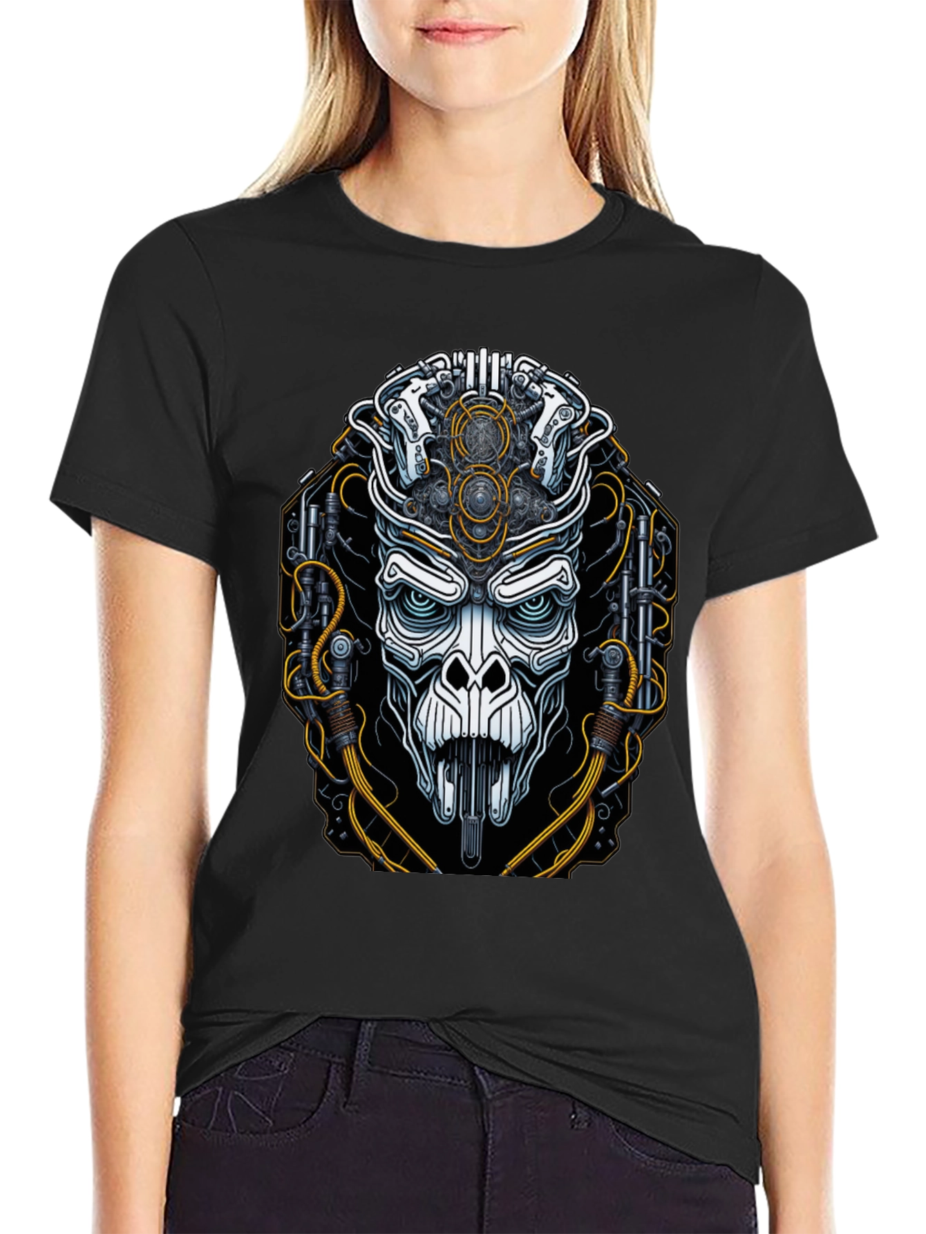 Cyberpunk Skull Graphic Tee - Futuristic Style