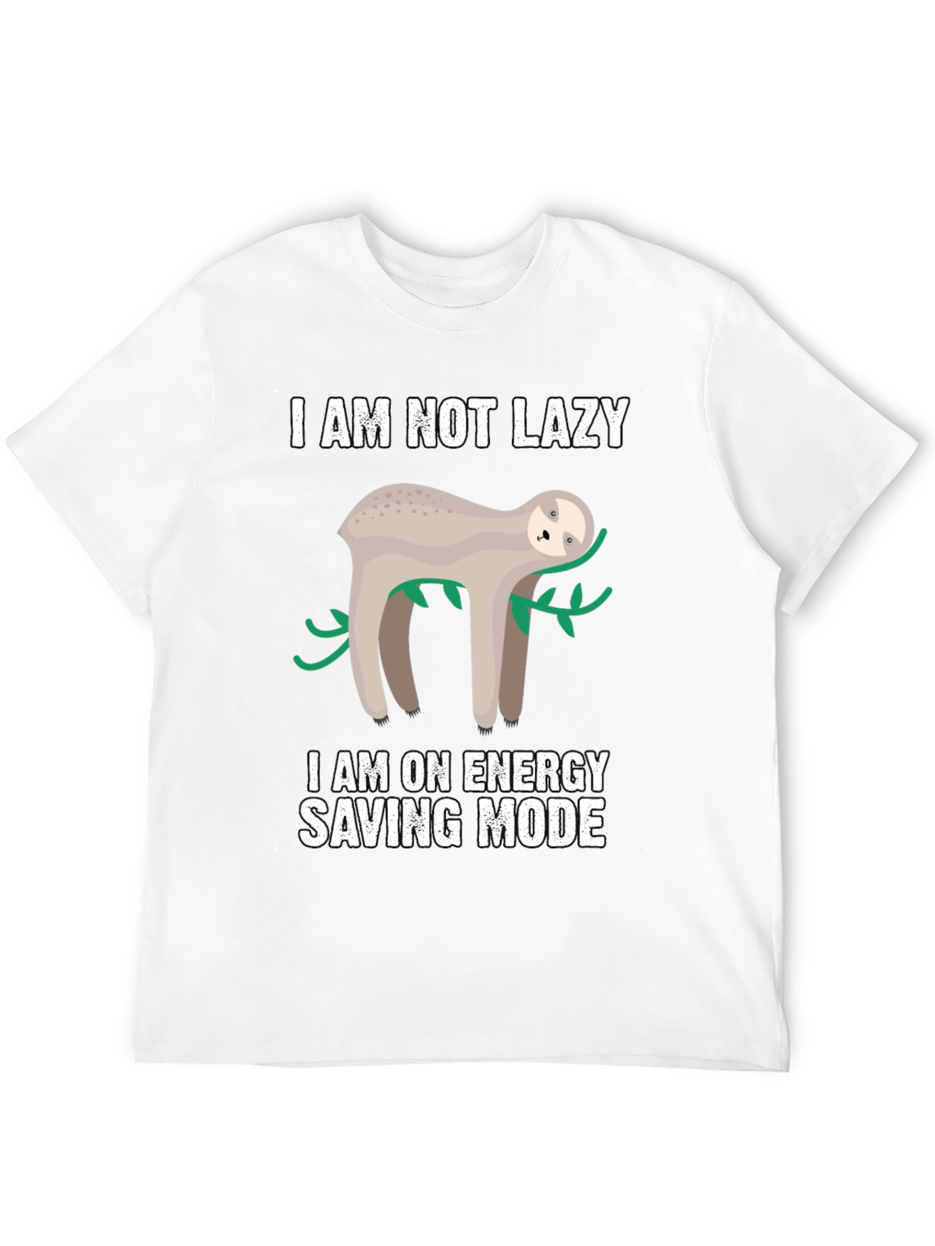 Lazy Sloth Energy Saving Mode Graphic T-Shirt