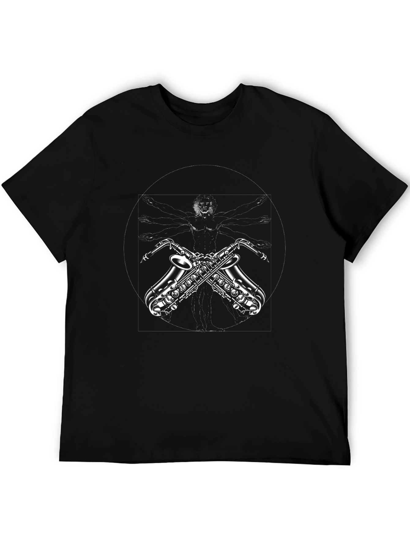 Saxophone Vitruvian Man Graphic Tee