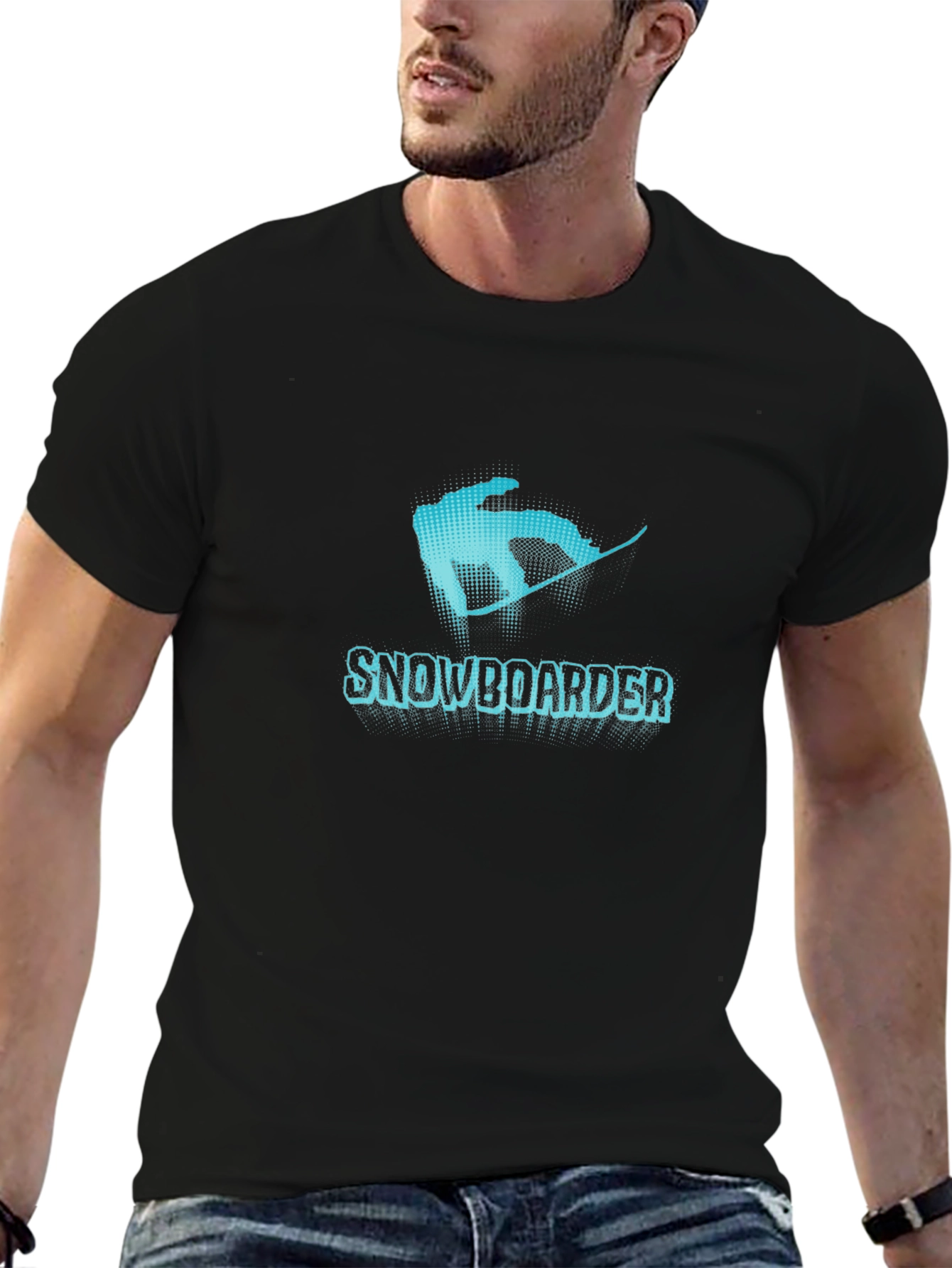 Snowboarder Graphic Tee - Black Cotton T-Shirt