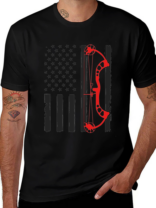 Archery Bow American Flag Graphic T-Shirt
