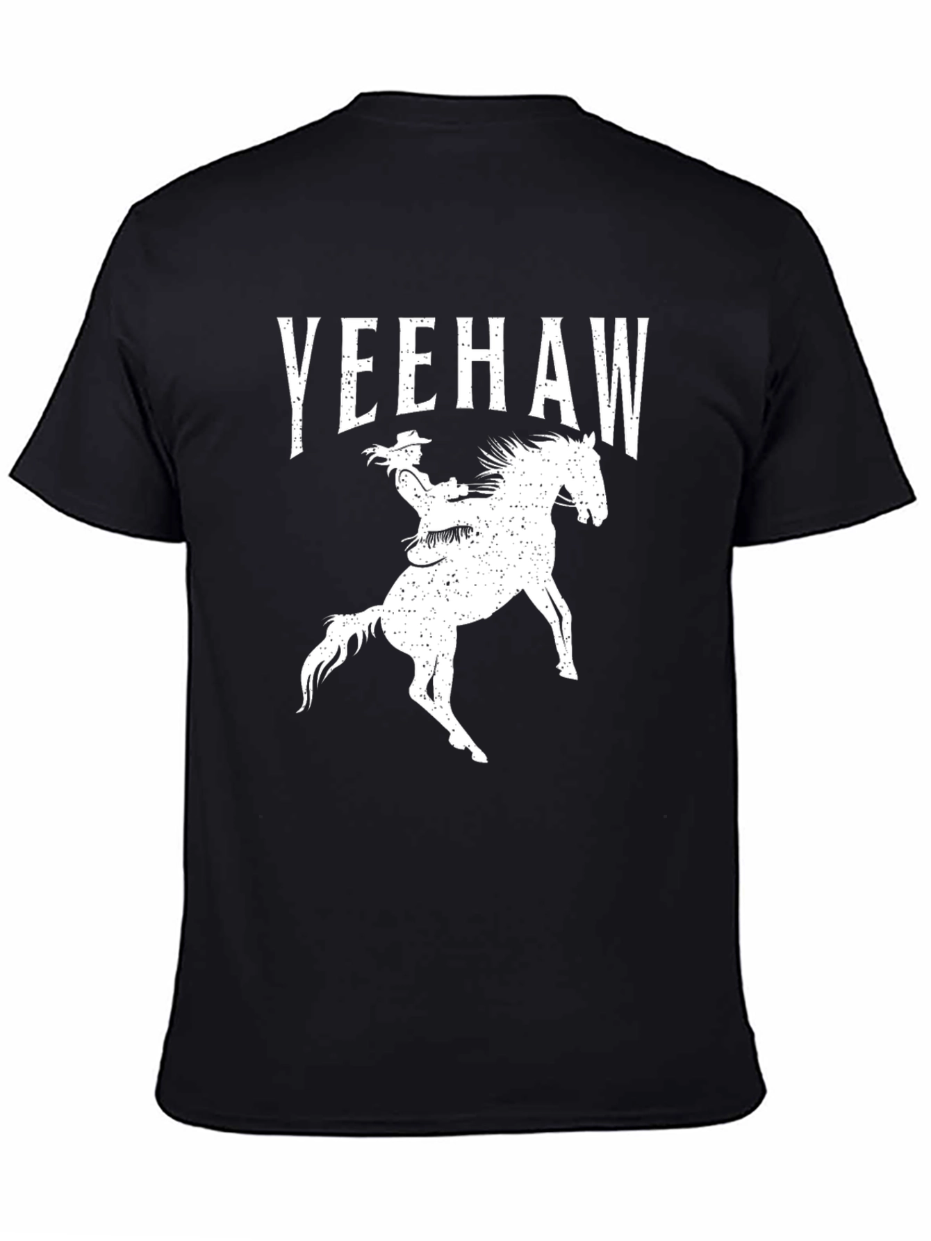 Yeehaw Cowboy Riding Horse Graphic Tee - Black