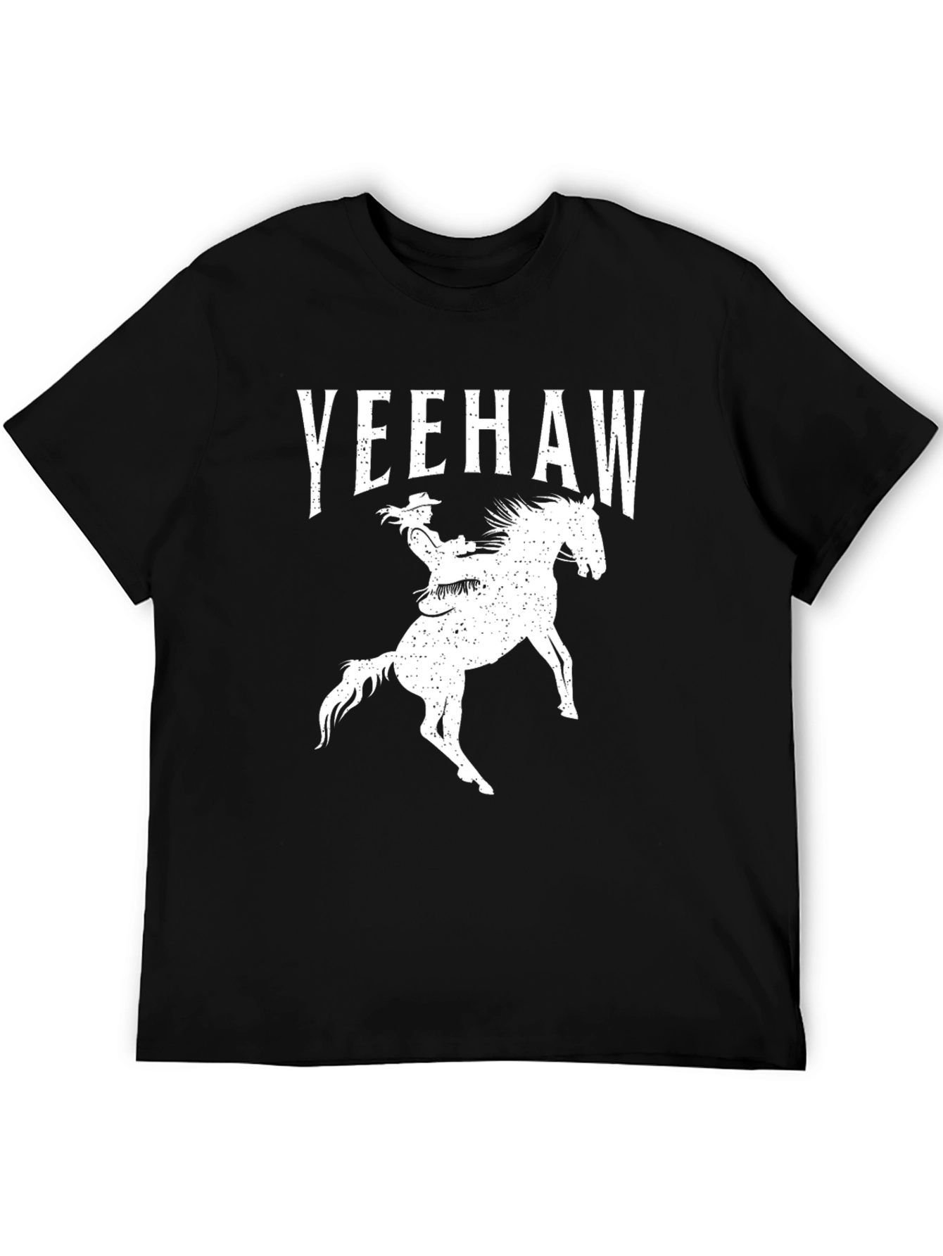 Yeehaw Cowboy Riding Horse Graphic Tee - Black