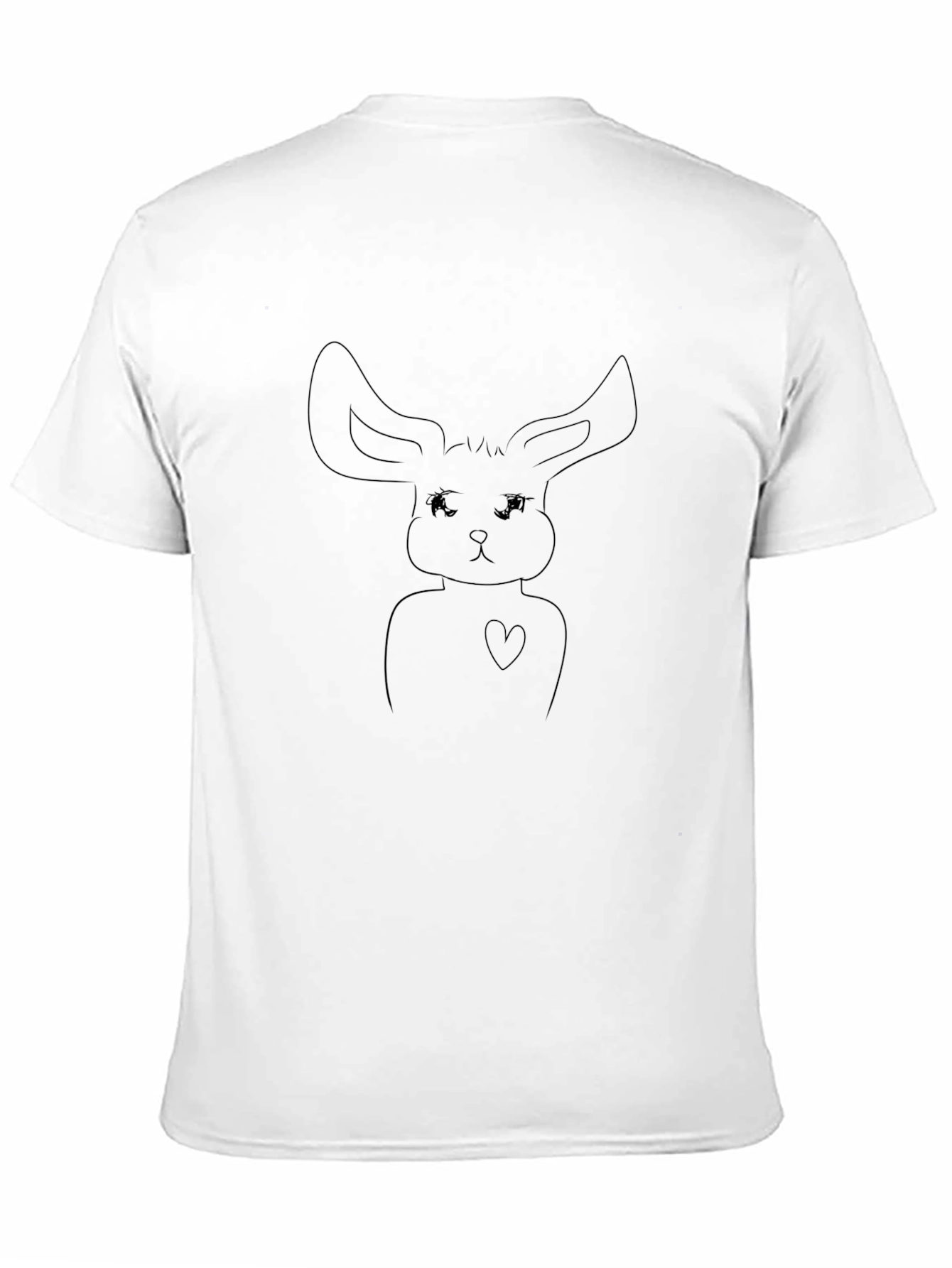 Cute Bunny Outline Black T-Shirt