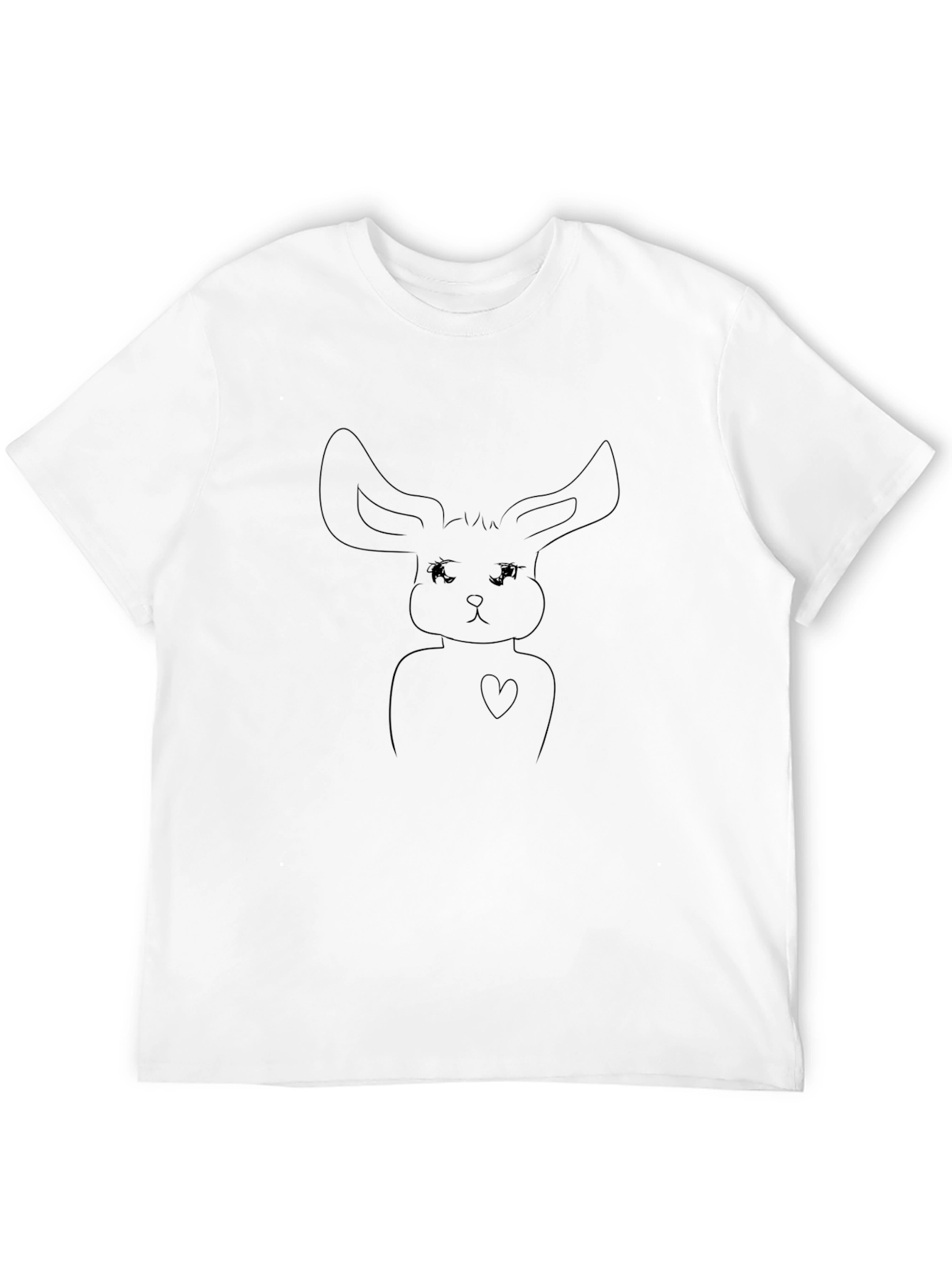 Cute Bunny Outline Black T-Shirt