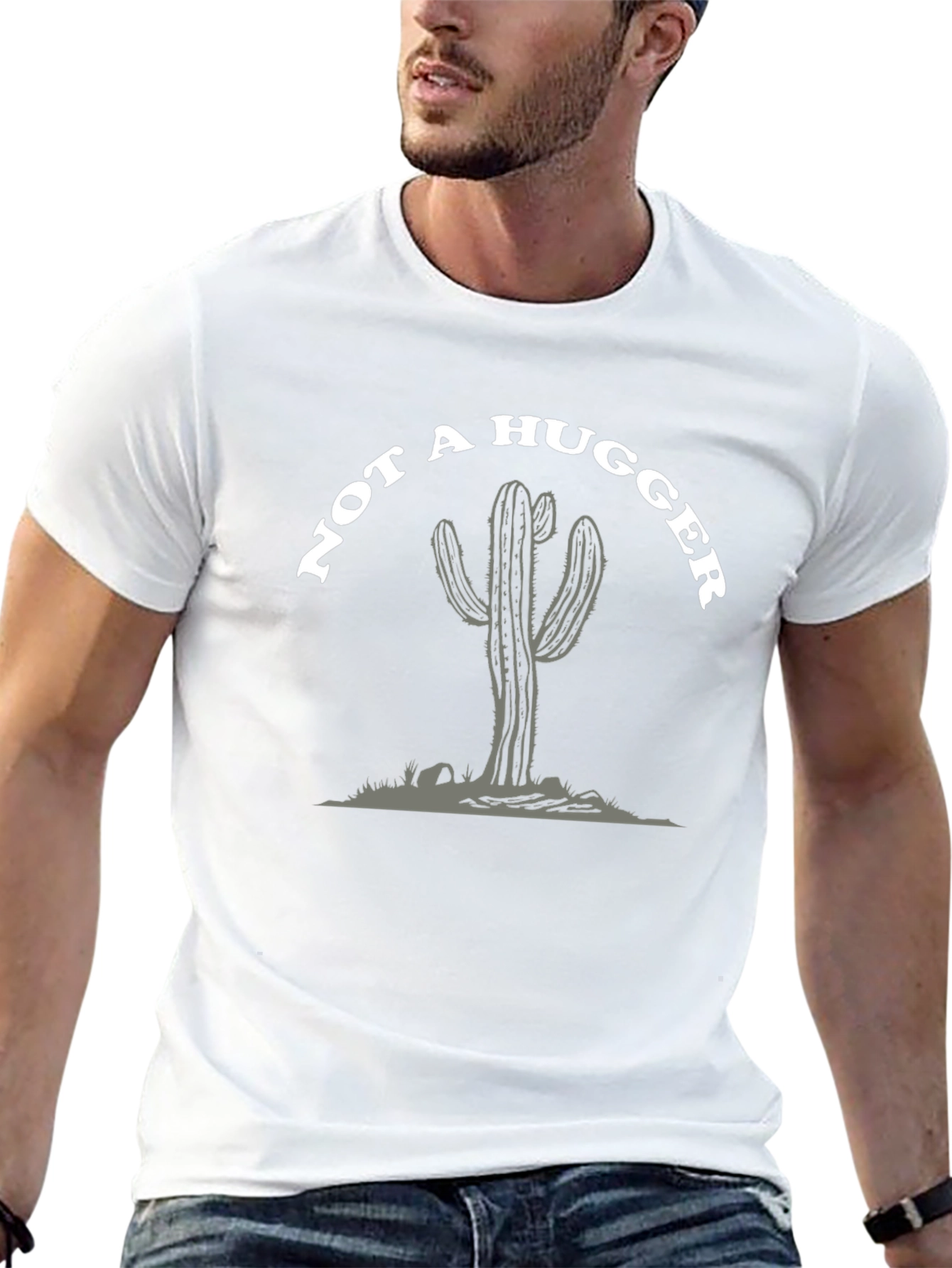 Not A Hugger Cactus Graphic Tee - Black