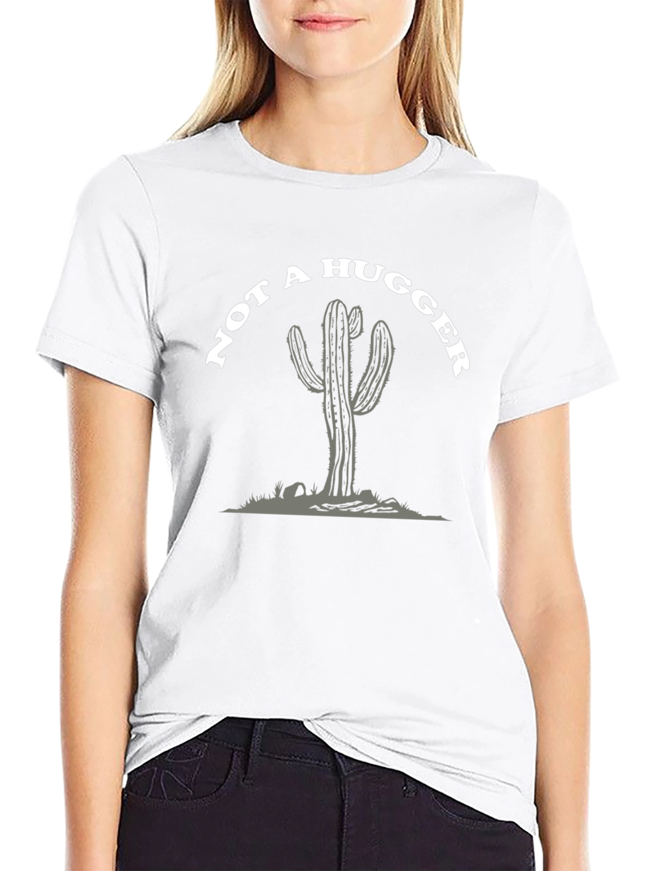 Not A Hugger Cactus Graphic Tee - Black