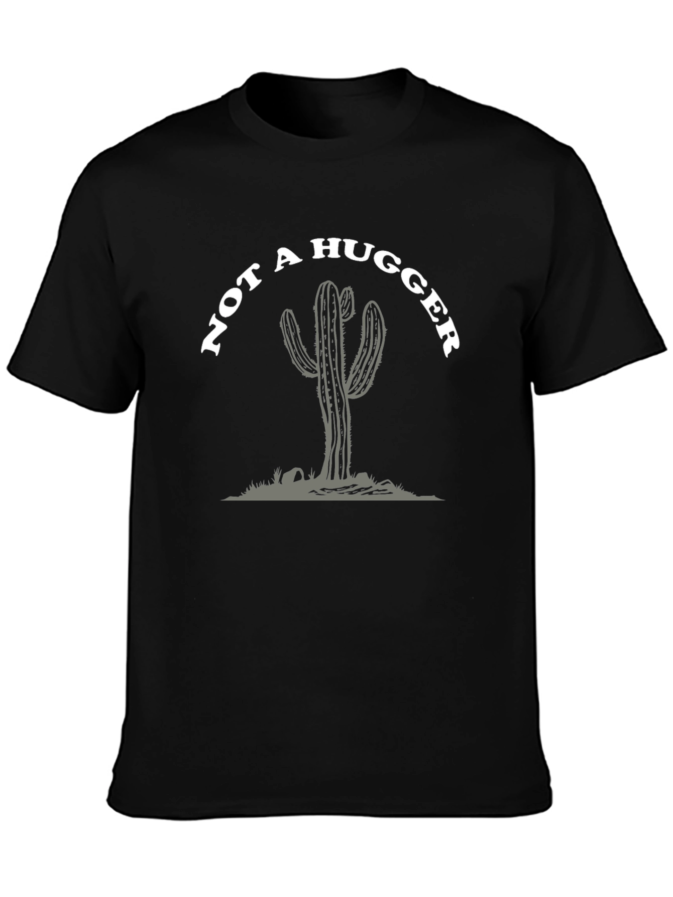 Not A Hugger Cactus Graphic Tee - Black