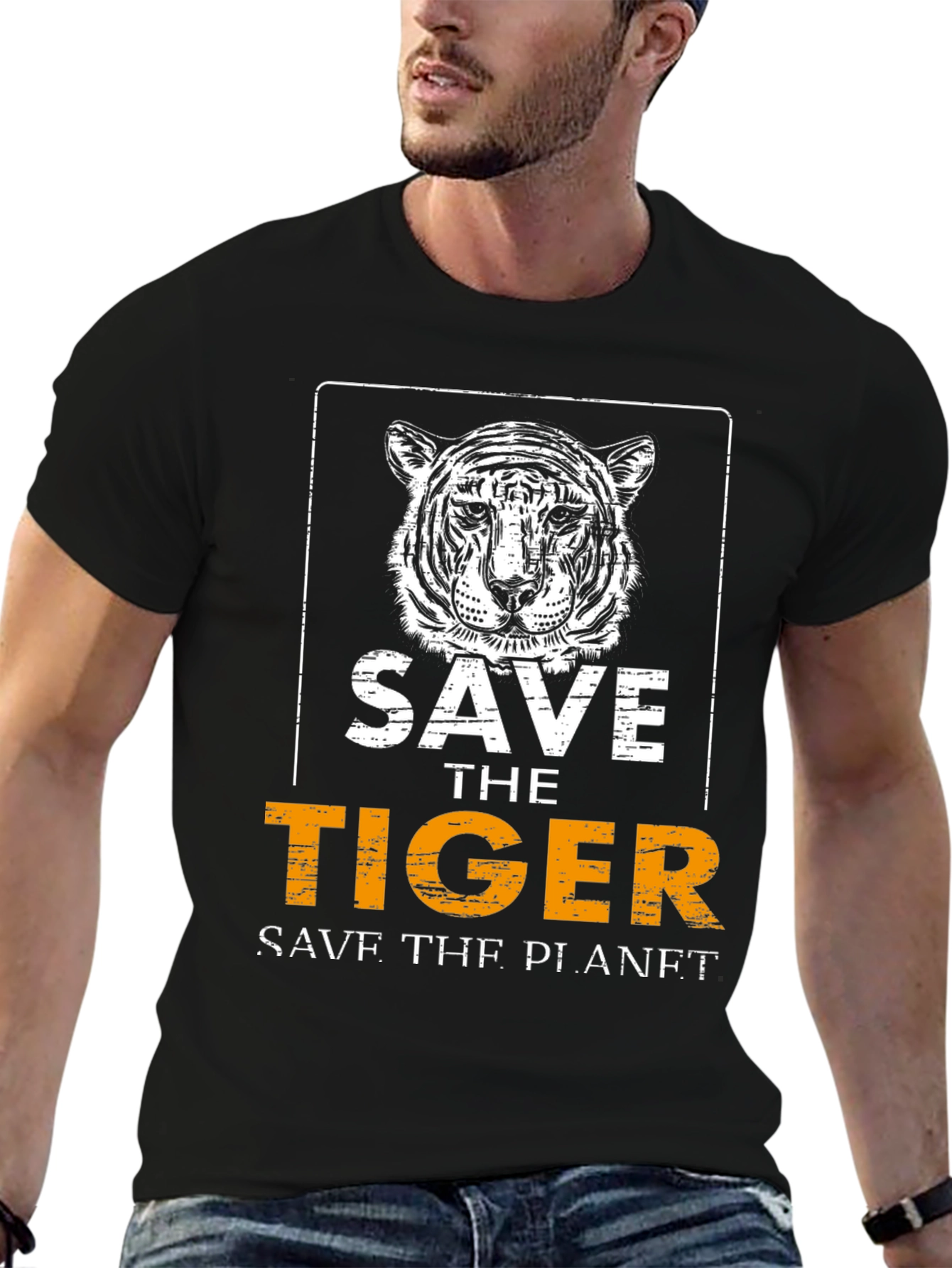 Save the Tiger Graphic Tee - Black Cotton T-Shirt