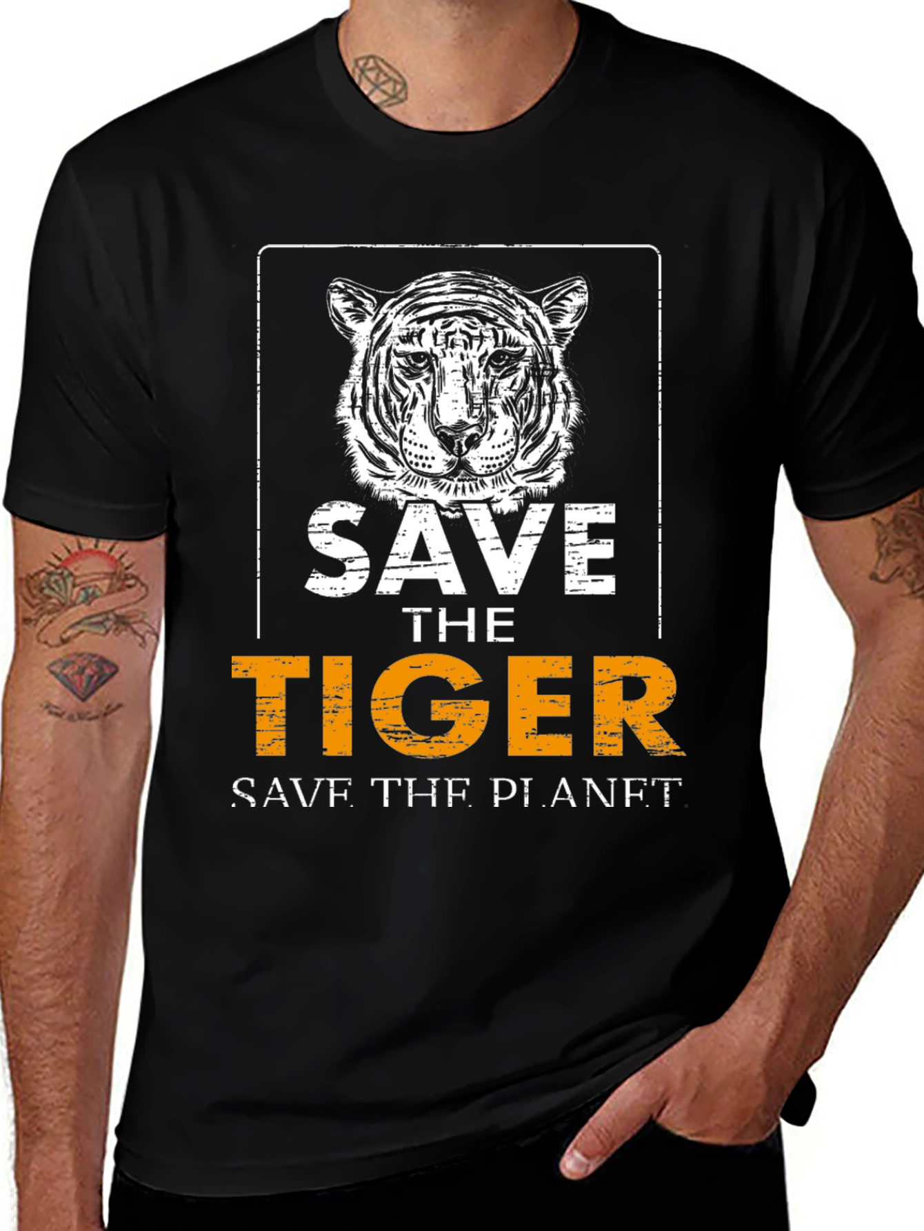 Save the Tiger Graphic Tee - Black Cotton T-Shirt