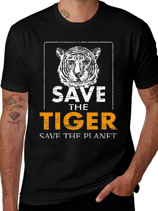 Save the Tiger Graphic Tee - Black Cotton T-Shirt