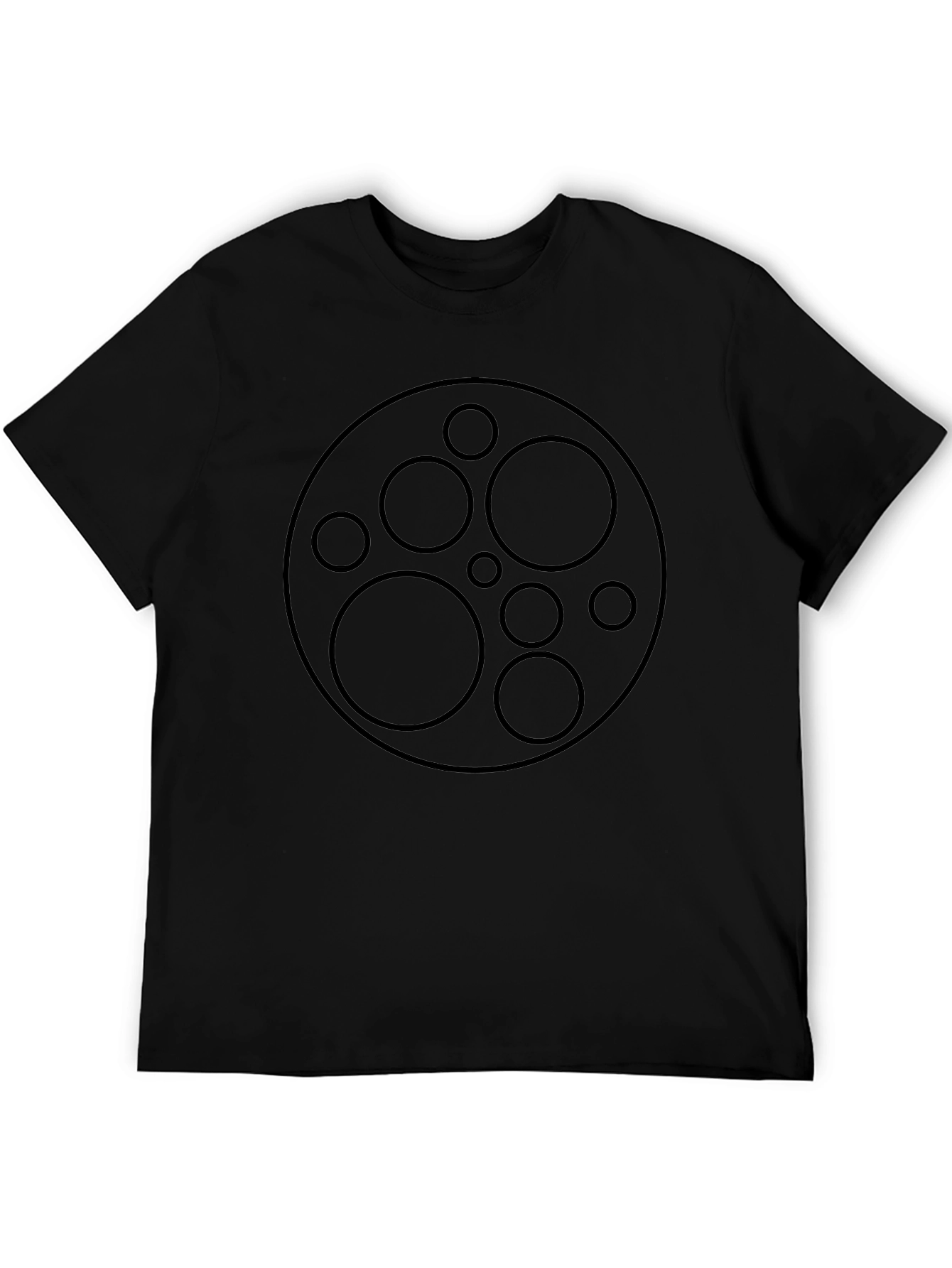 Geometric Circle Design Black T-Shirt
