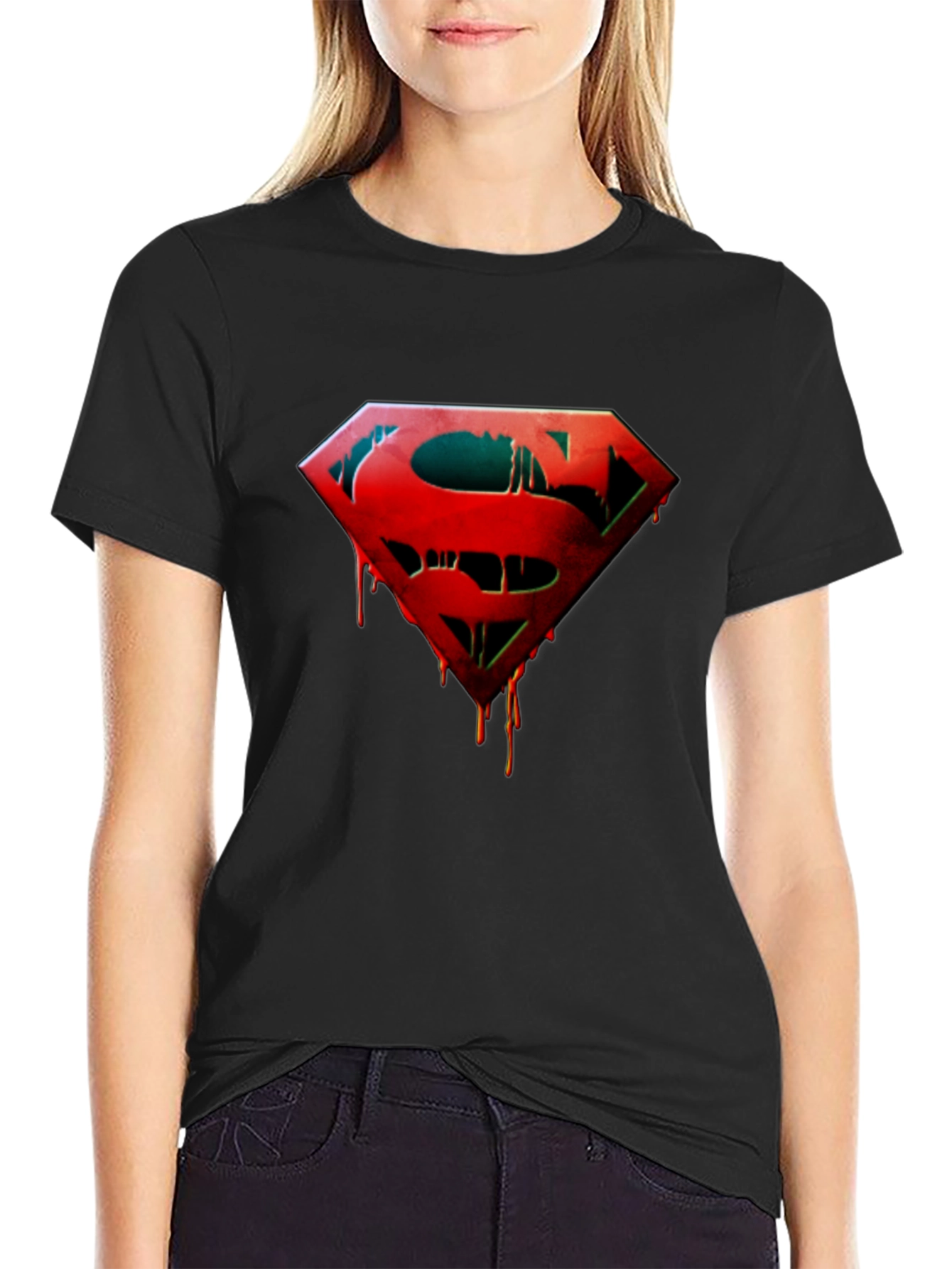 Superman Drip Graphic Black T-Shirt