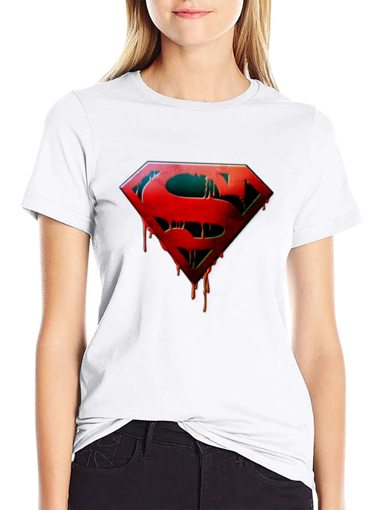 Superman Drip Graphic Black T-Shirt