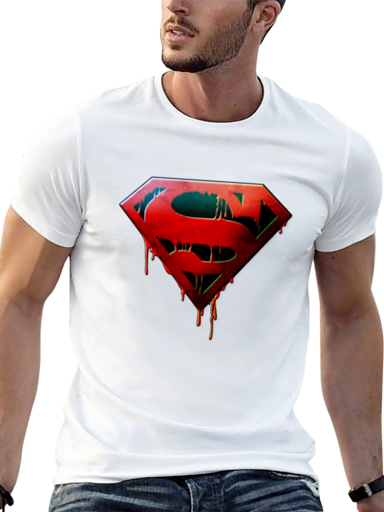 Superman Drip Graphic Black T-Shirt