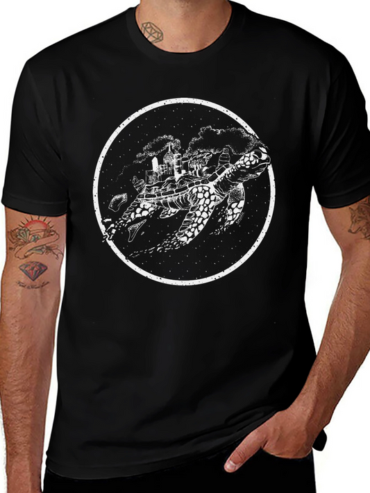 Turtle City Graphic Tee - Black Cotton T-Shirt