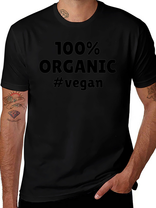 100% Organic Vegan T-Shirt - Black Crew Neck Tee