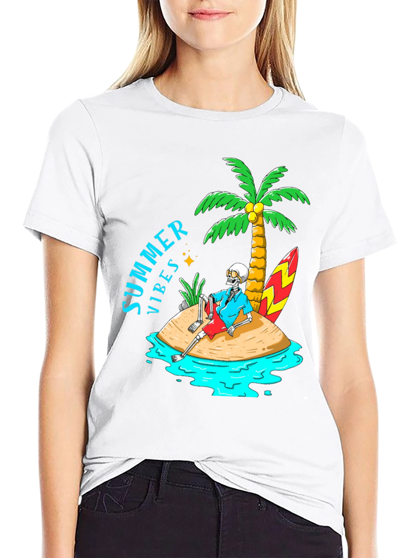 Summer Vibes Skeleton Island Graphic Tee