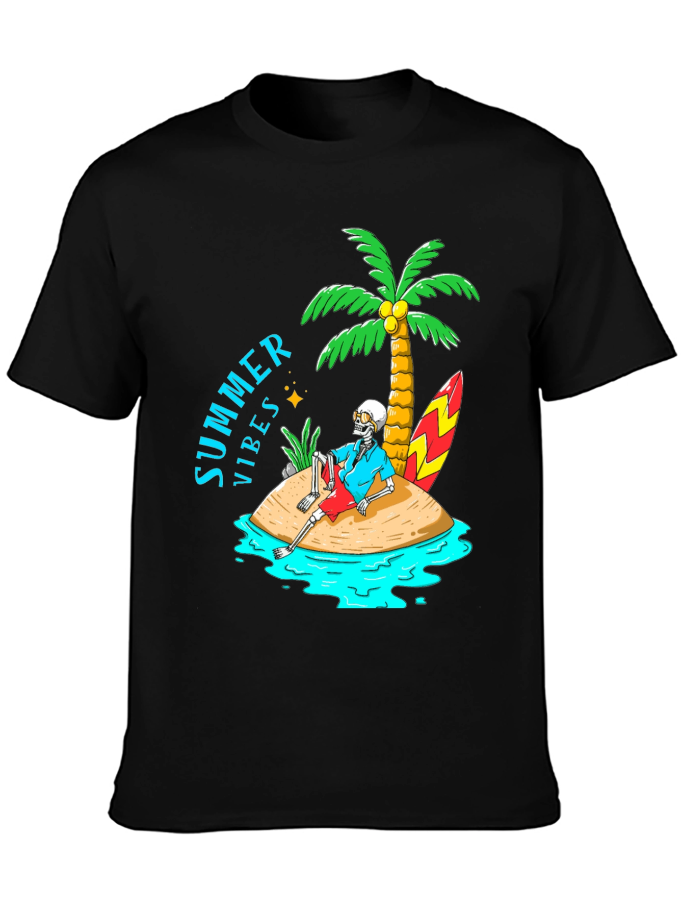 Summer Vibes Skeleton Island Graphic Tee