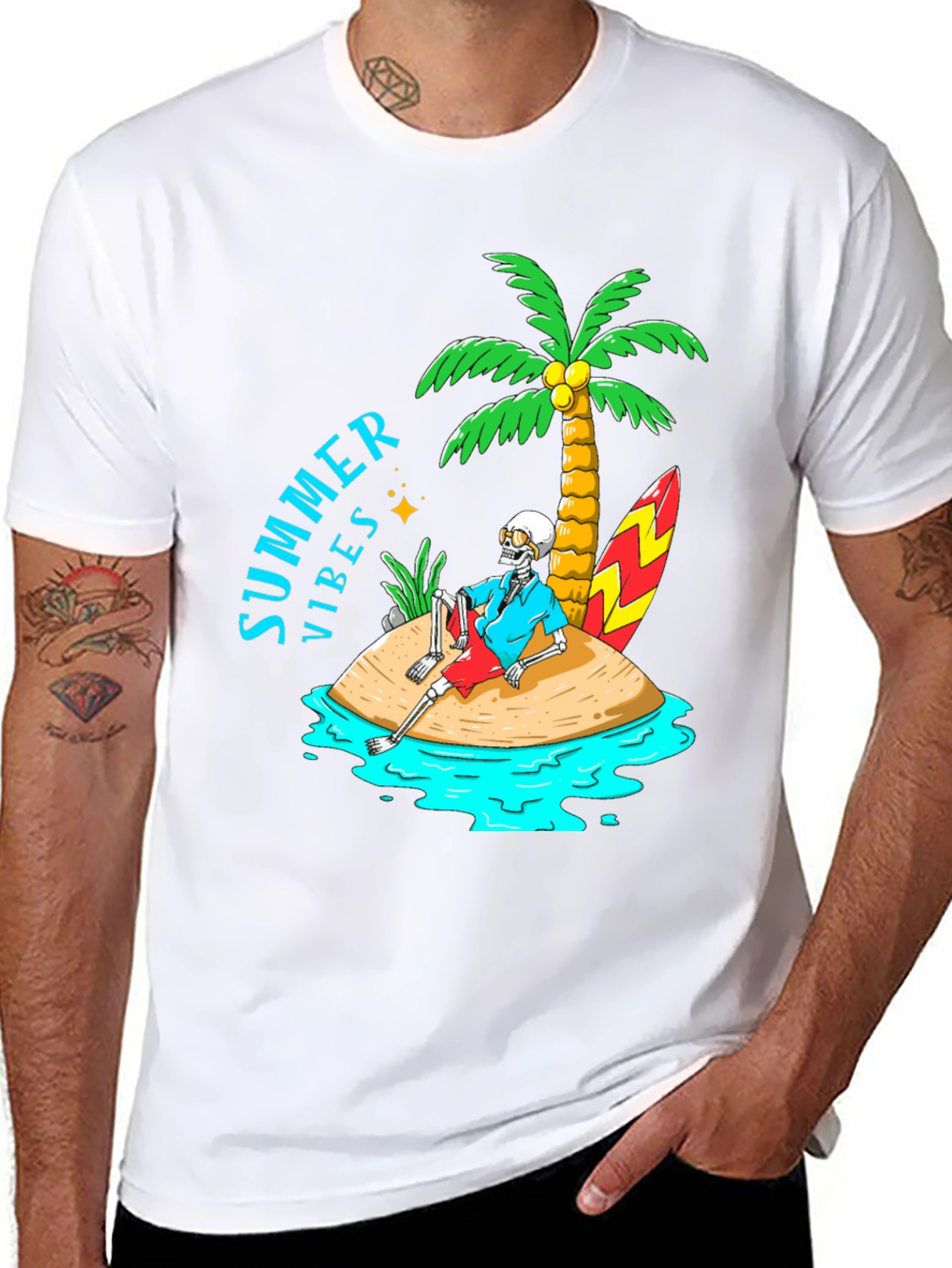 Summer Vibes Skeleton Island Graphic Tee
