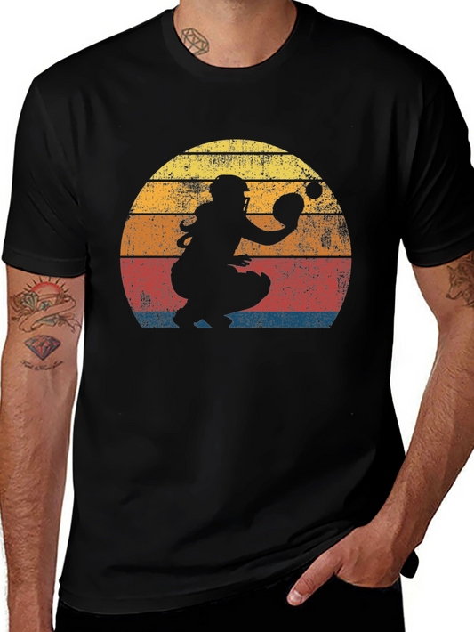 Vintage Baseball Catcher Silhouette T-Shirt