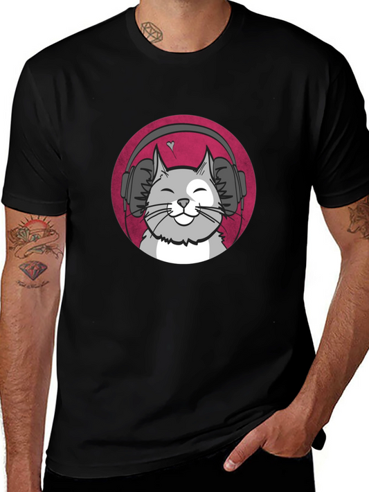 Cool Cat Headphones Graphic T-Shirt