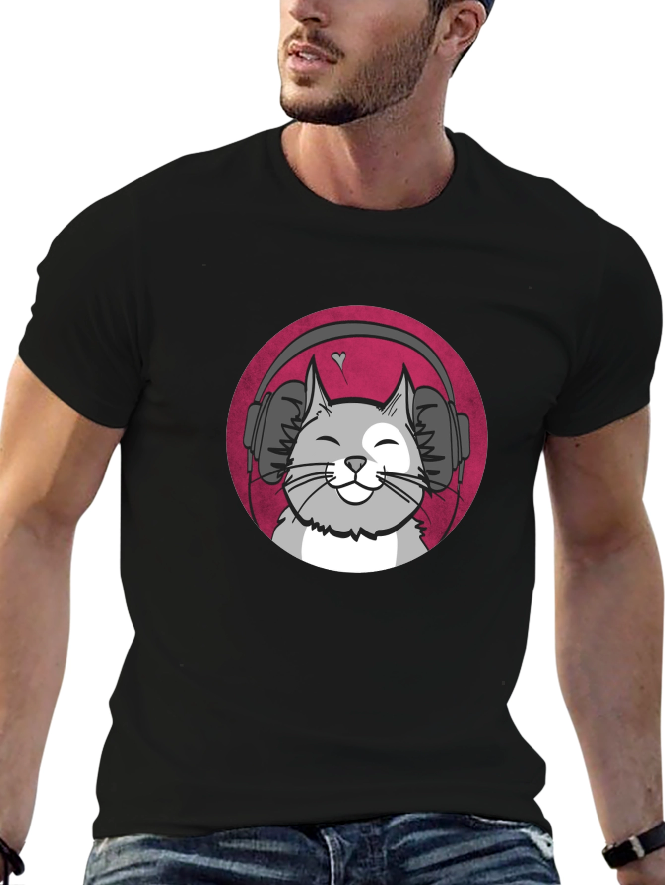 Cool Cat Headphones Graphic T-Shirt
